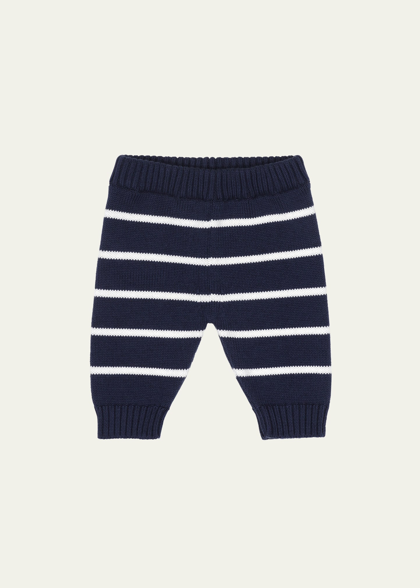 Fendi Kids' Boy's Striped Knitted Pants With Ff Logo In F1i11 Navy