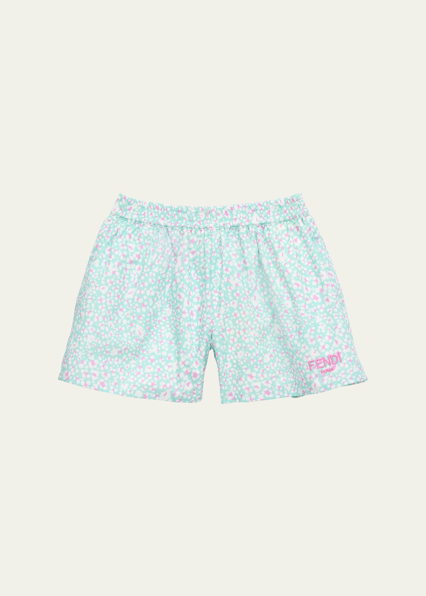 Girl's Logo Embroidered Cotton Shorts, Size 9M-24M
