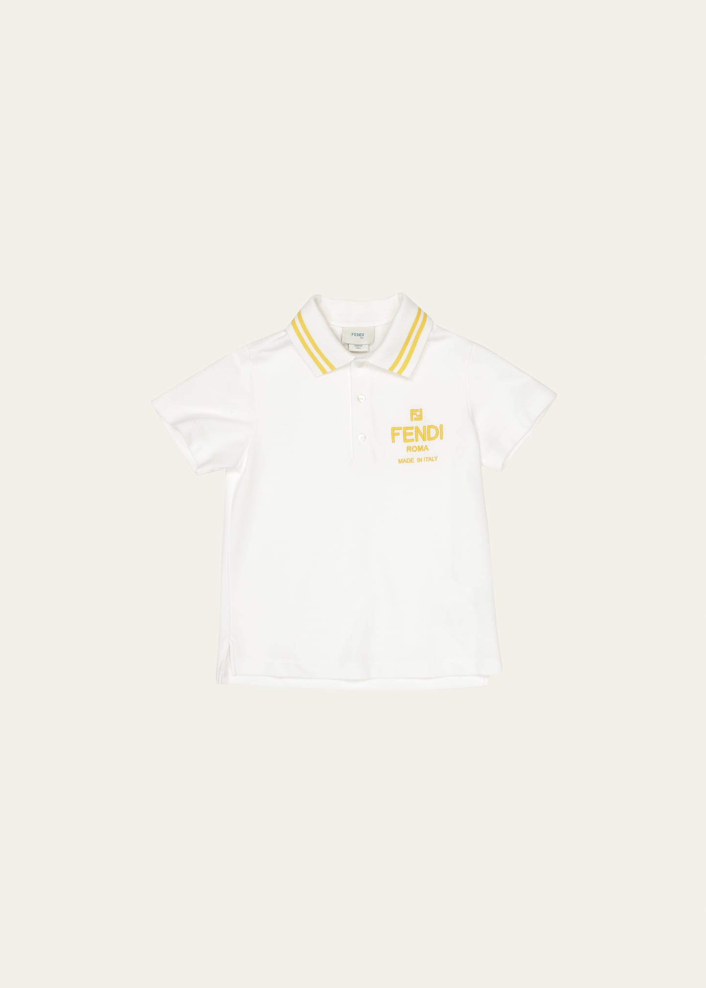 Fendi Kids' Boy's Logo Text Short-sleeve Polo Shirt In White