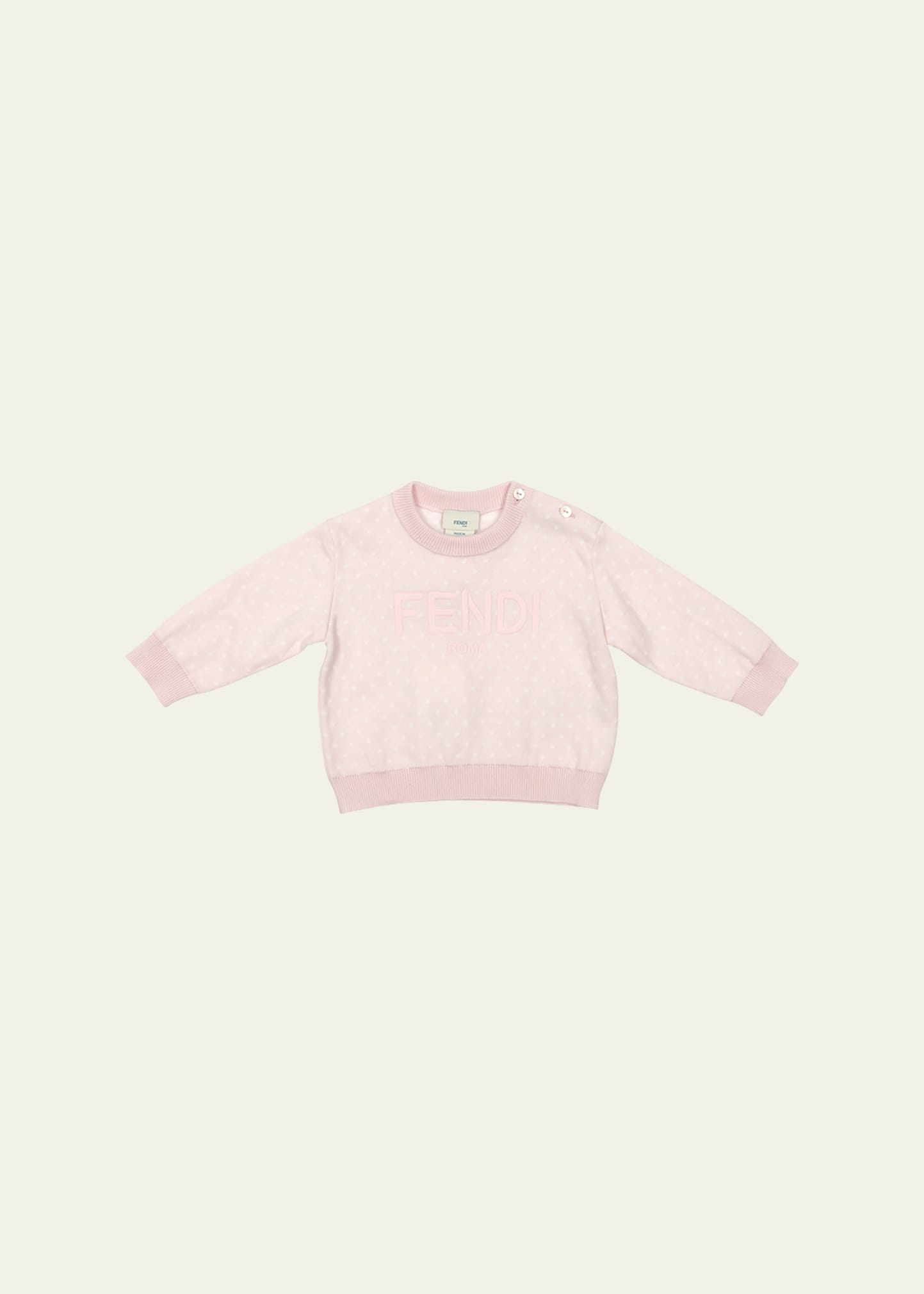 Fendi Kid's Dot Allover Knit Long-sleeve Top In F0c11 Pink