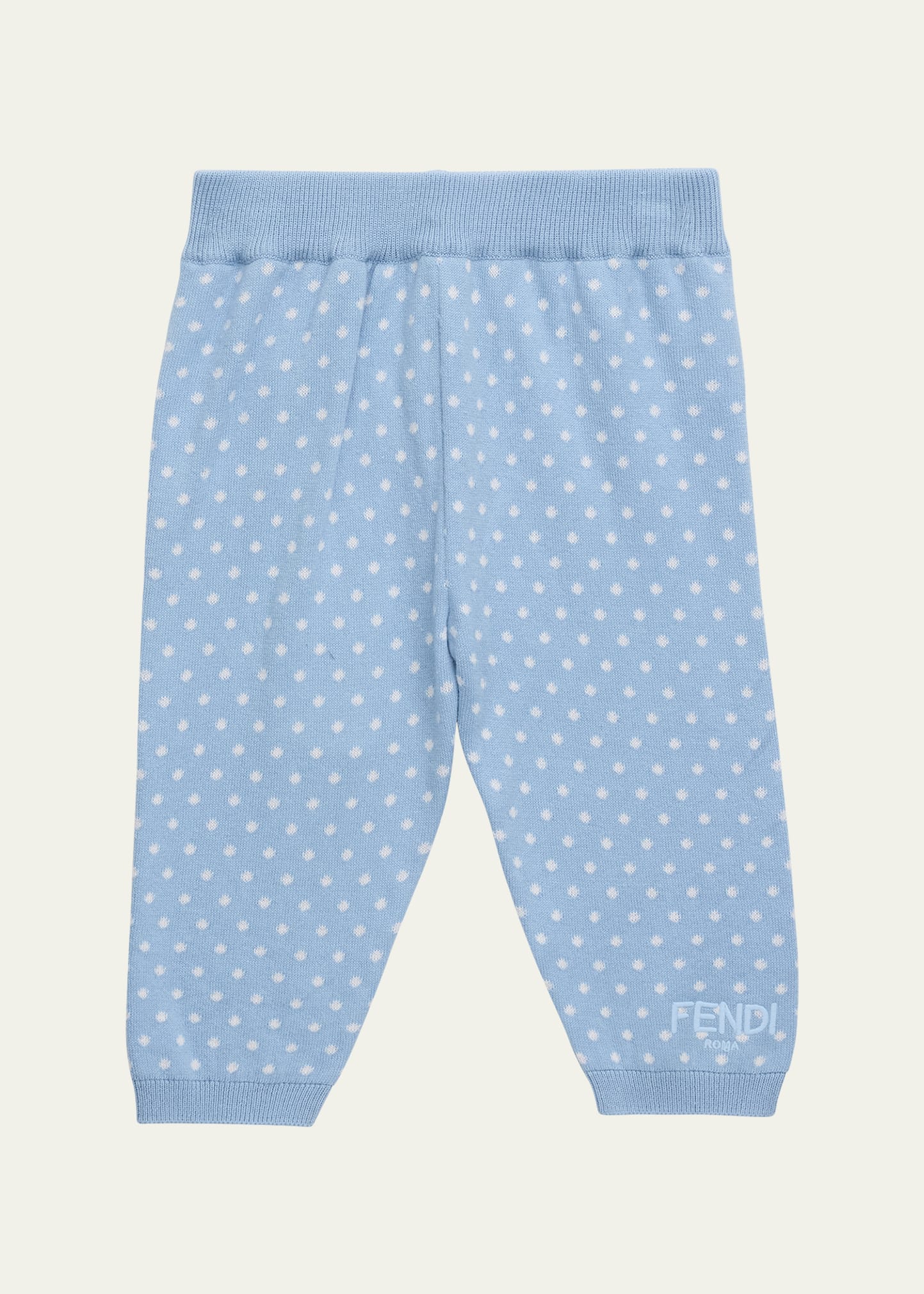 Fendi Kid's Knitted Allover Dot Pants In F19j4 Blue