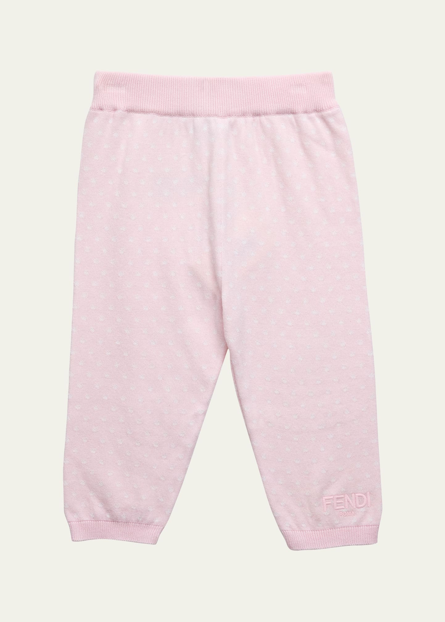 Fendi Kid's Knitted Allover Dot Pants In F0c11 Pink