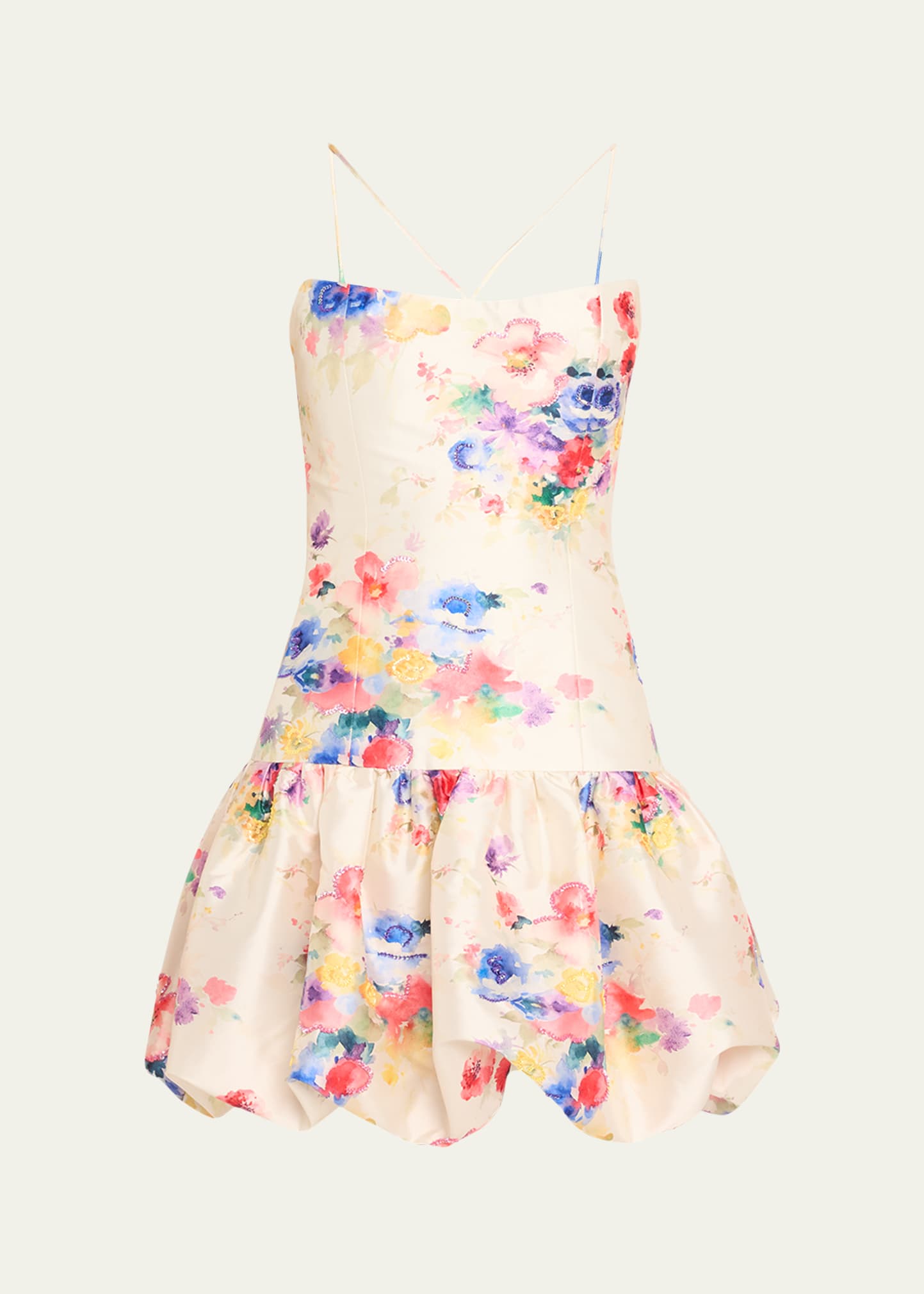 Lucia Beaded Floral Bubble Mini Dress