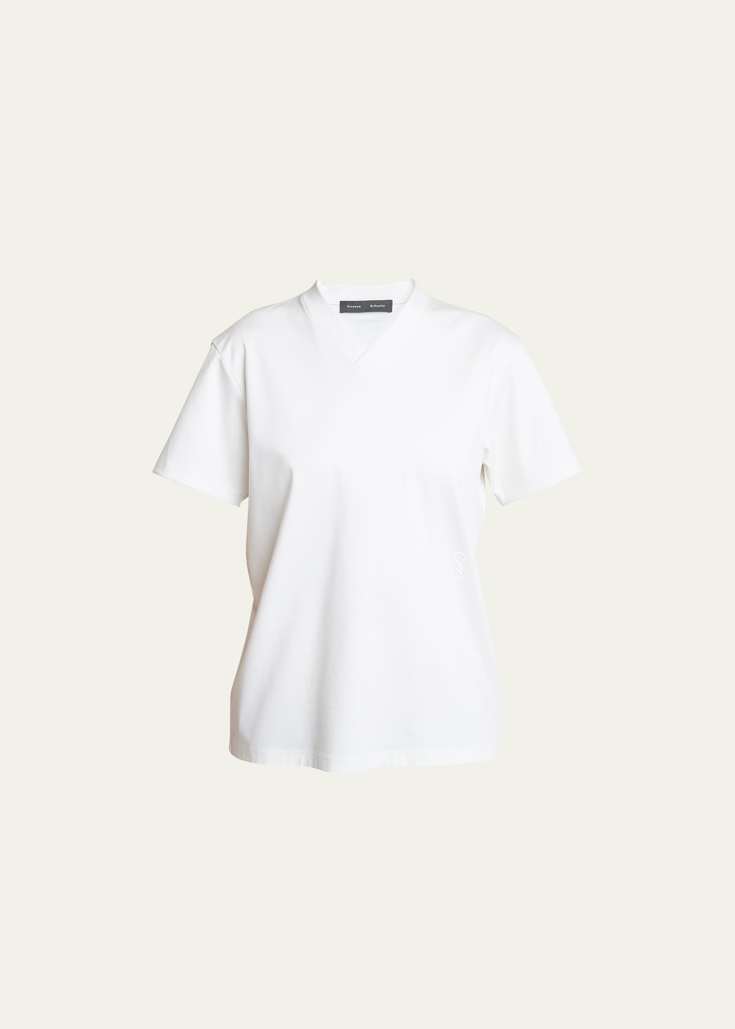 Proenza Schouler Talia Monogram V-neck Jersey T-shirt In White