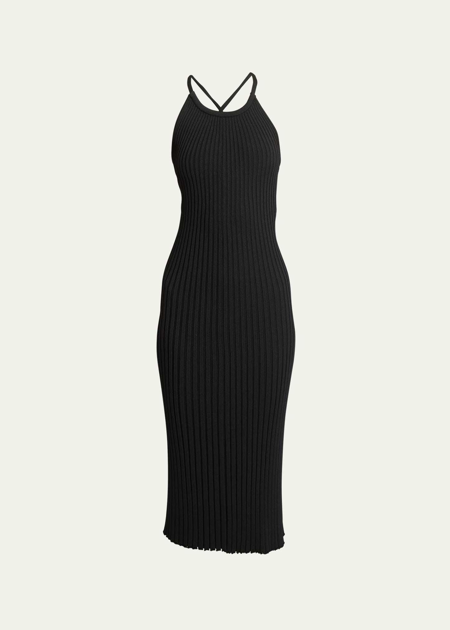 Shop Proenza Schouler Vida Ribbed Body-con Midi Dress In Black