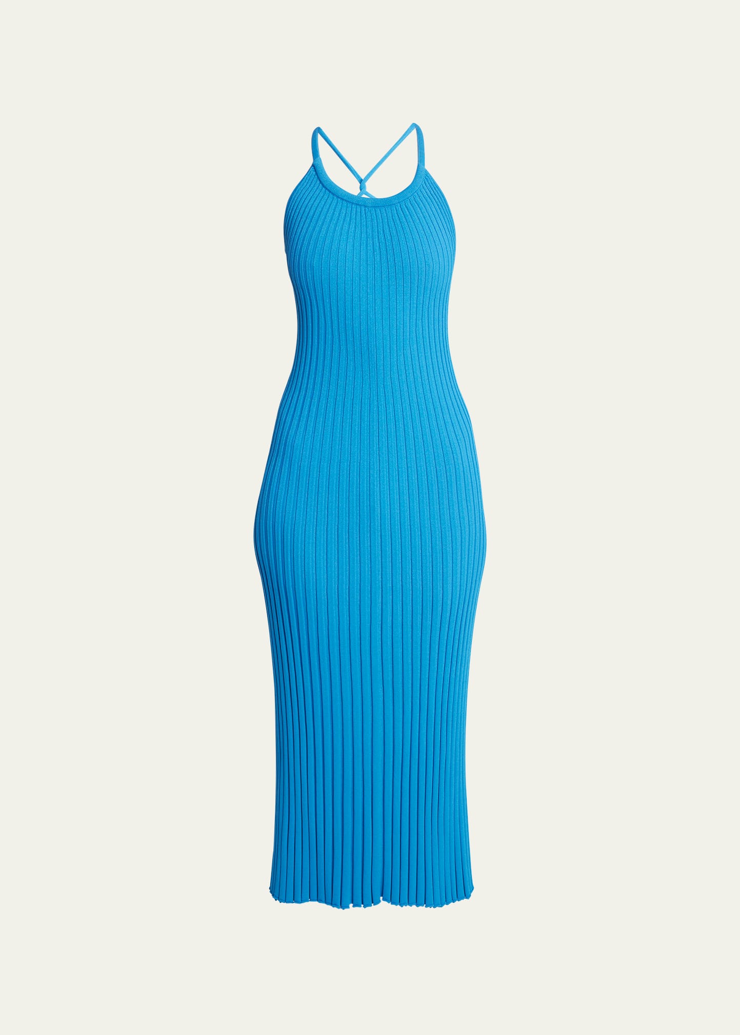 Proenza Schouler Vida Ribbed-knit Midi Dress In Blue