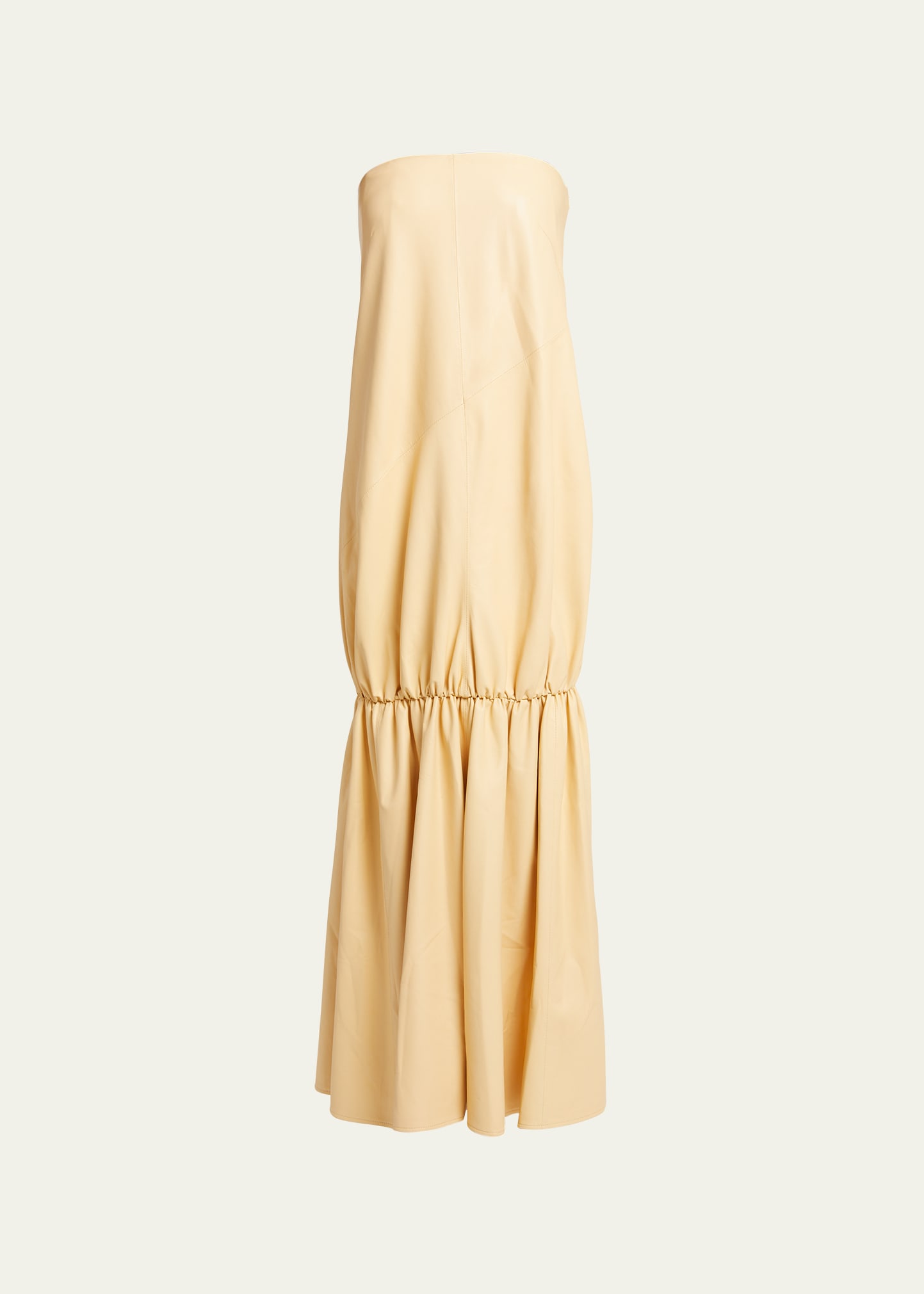 Proenza Schouler Margot Strapless Glossy Leather Dress In Resin
