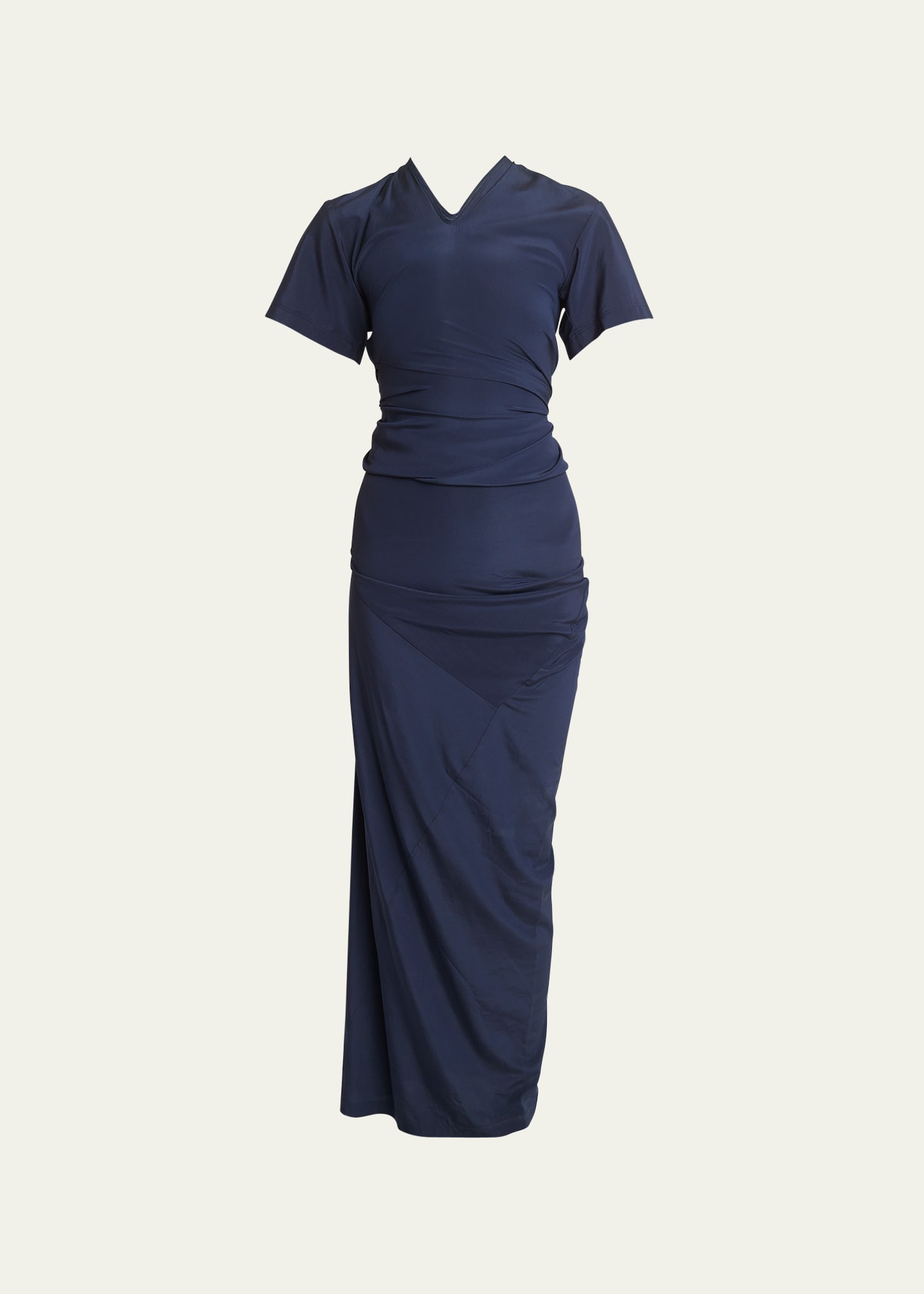 Shop Proenza Schouler Sidney Ruched Slim Self-tie Silk Dress In Navy