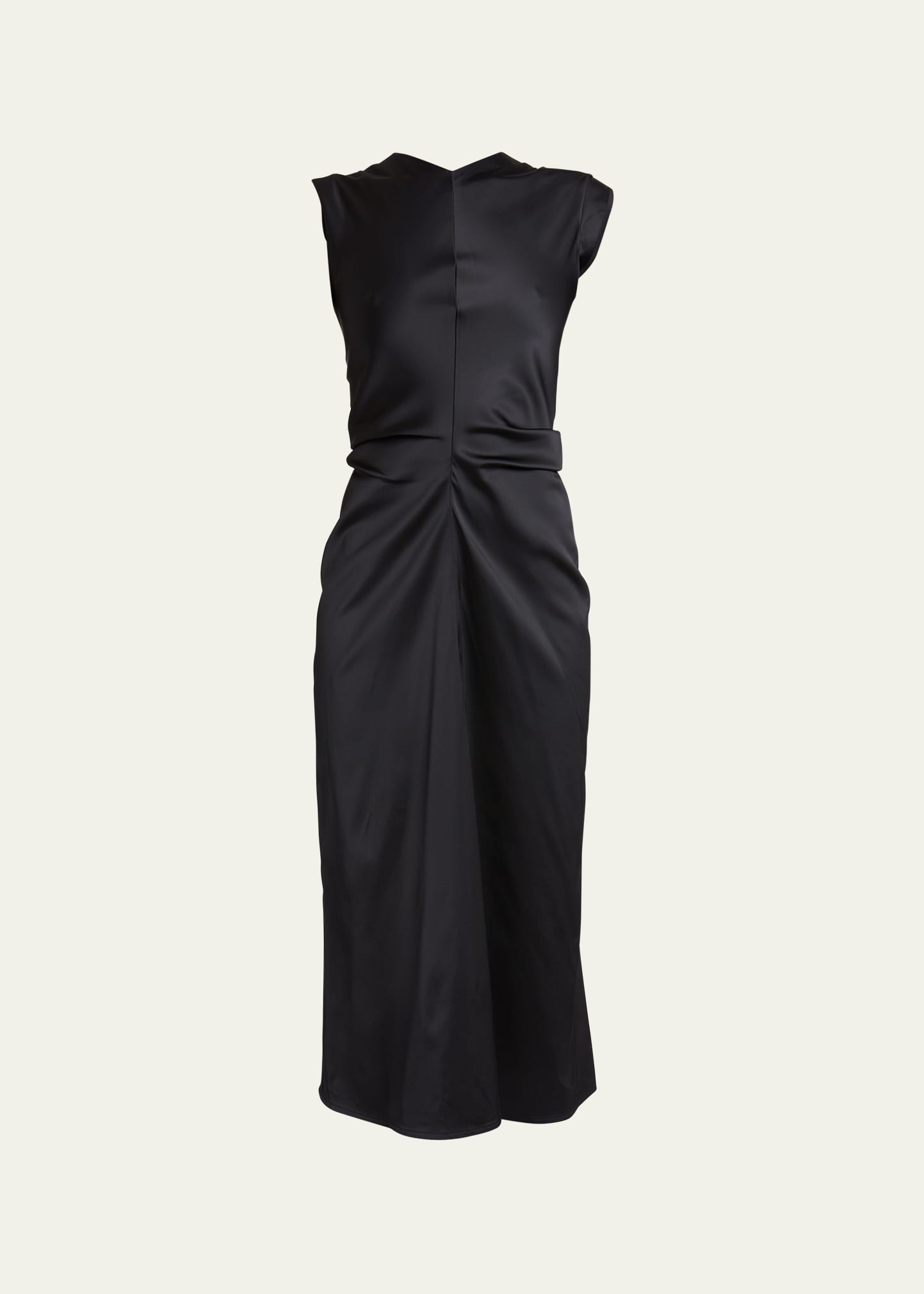 Shop Proenza Schouler Ella Matte Satin Ruched Dress In Black