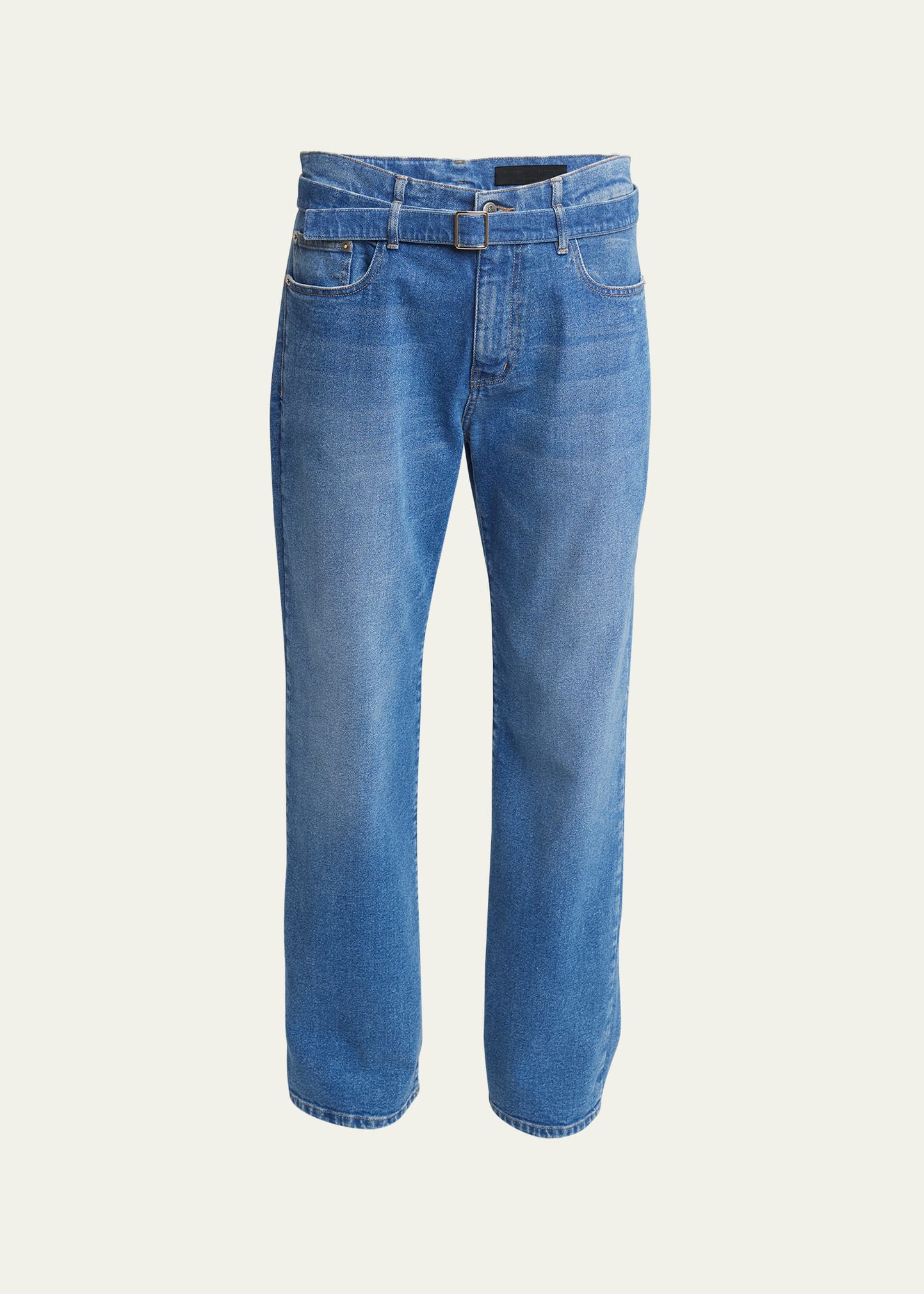 Shop Proenza Schouler Ellsworth Boyfriend Belted Jeans In Mediuim Blue