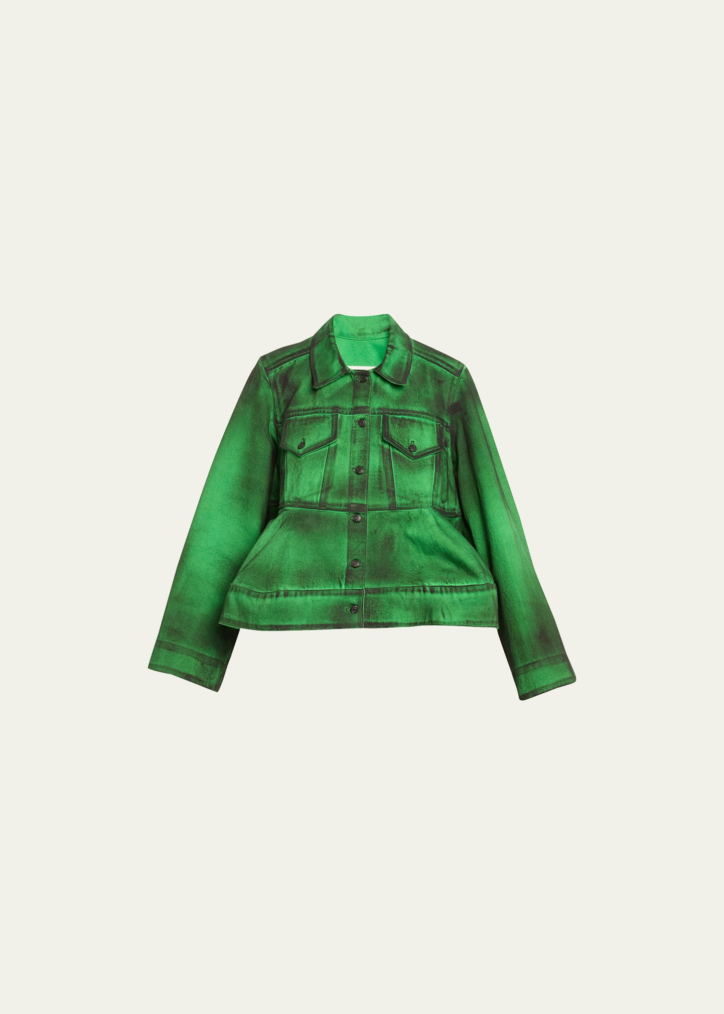Melitta Baumeister Peplum Utility Shirt Jacket In Painted Green