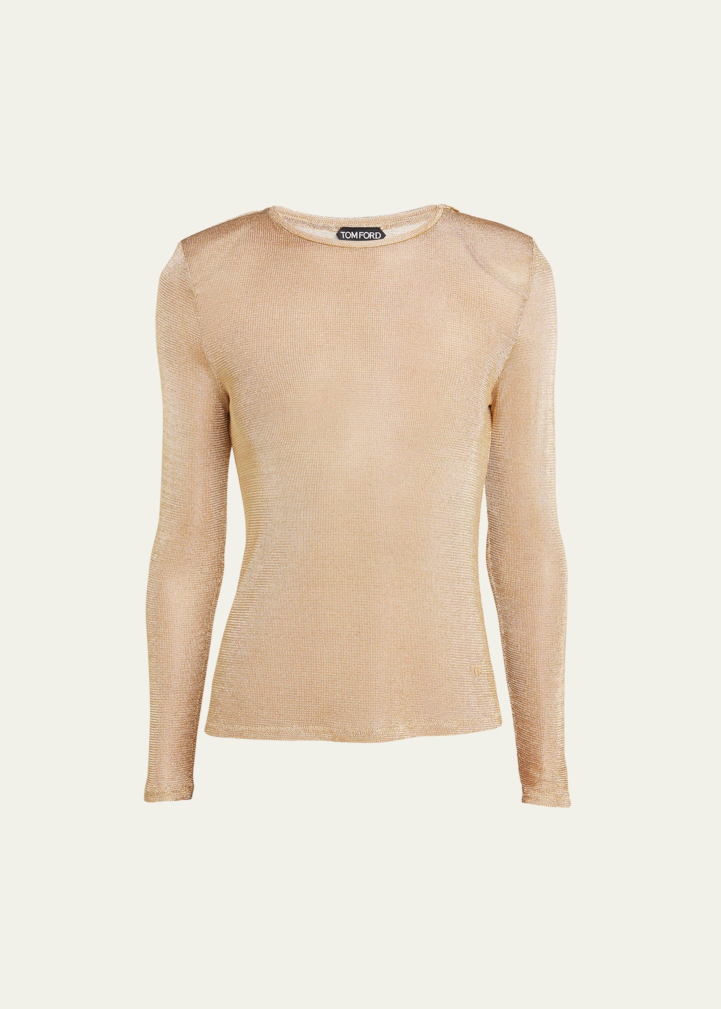 Shop Tom Ford Lustrous Crewneck Top In Gold