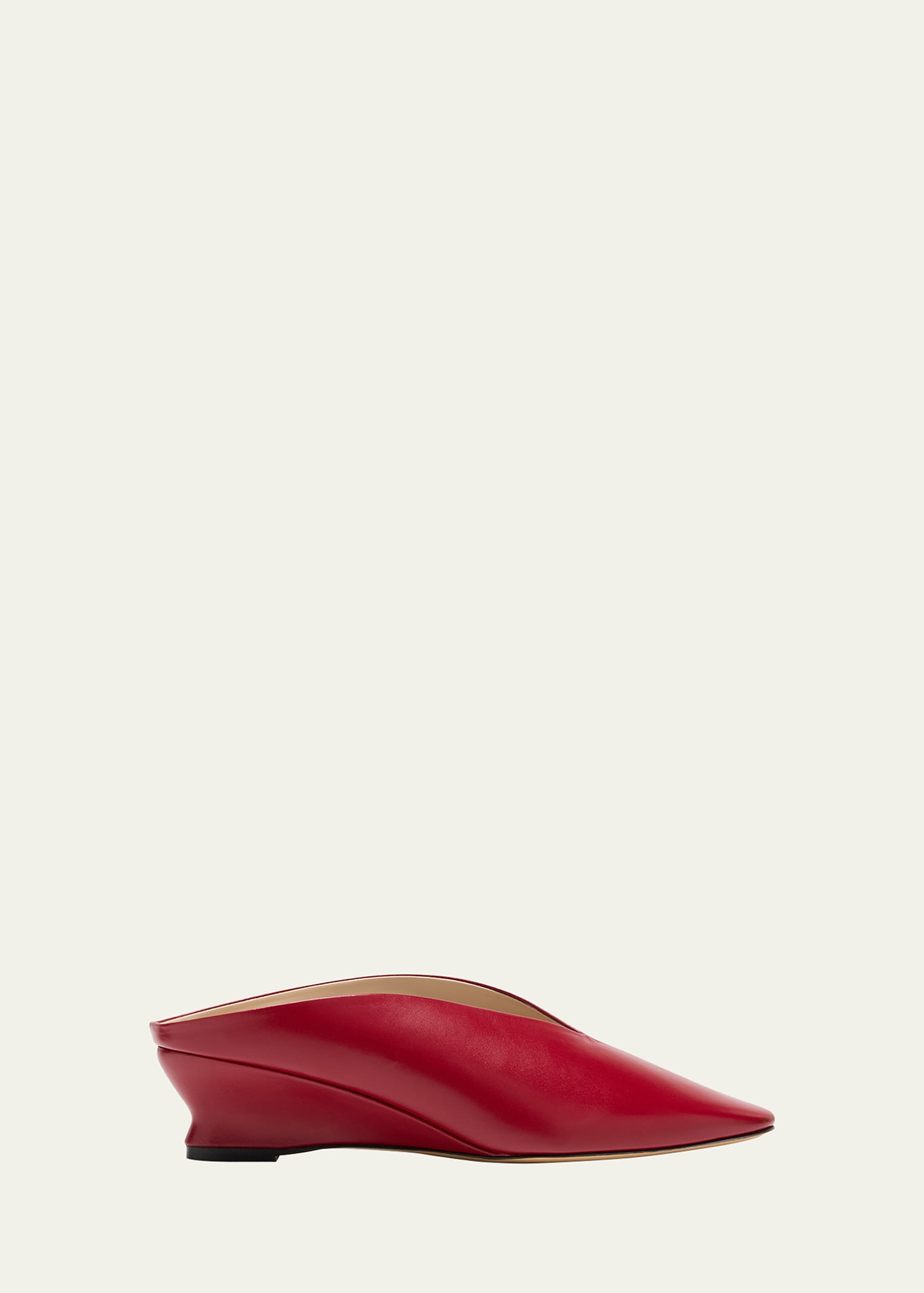 Le Monde Beryl Regency Leather Wedge Ballerina Mules In Red
