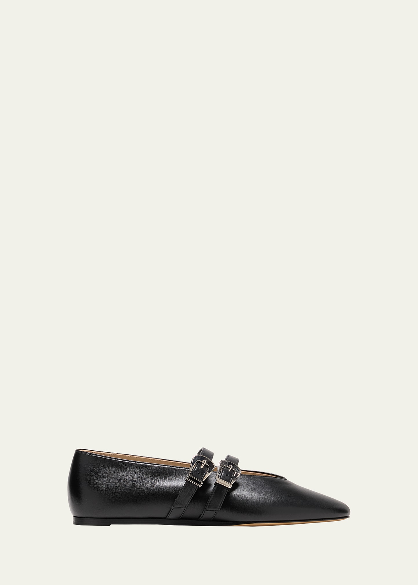 Le Monde Beryl Claudia Croc-embossed Leather Ballet Flats In Black
