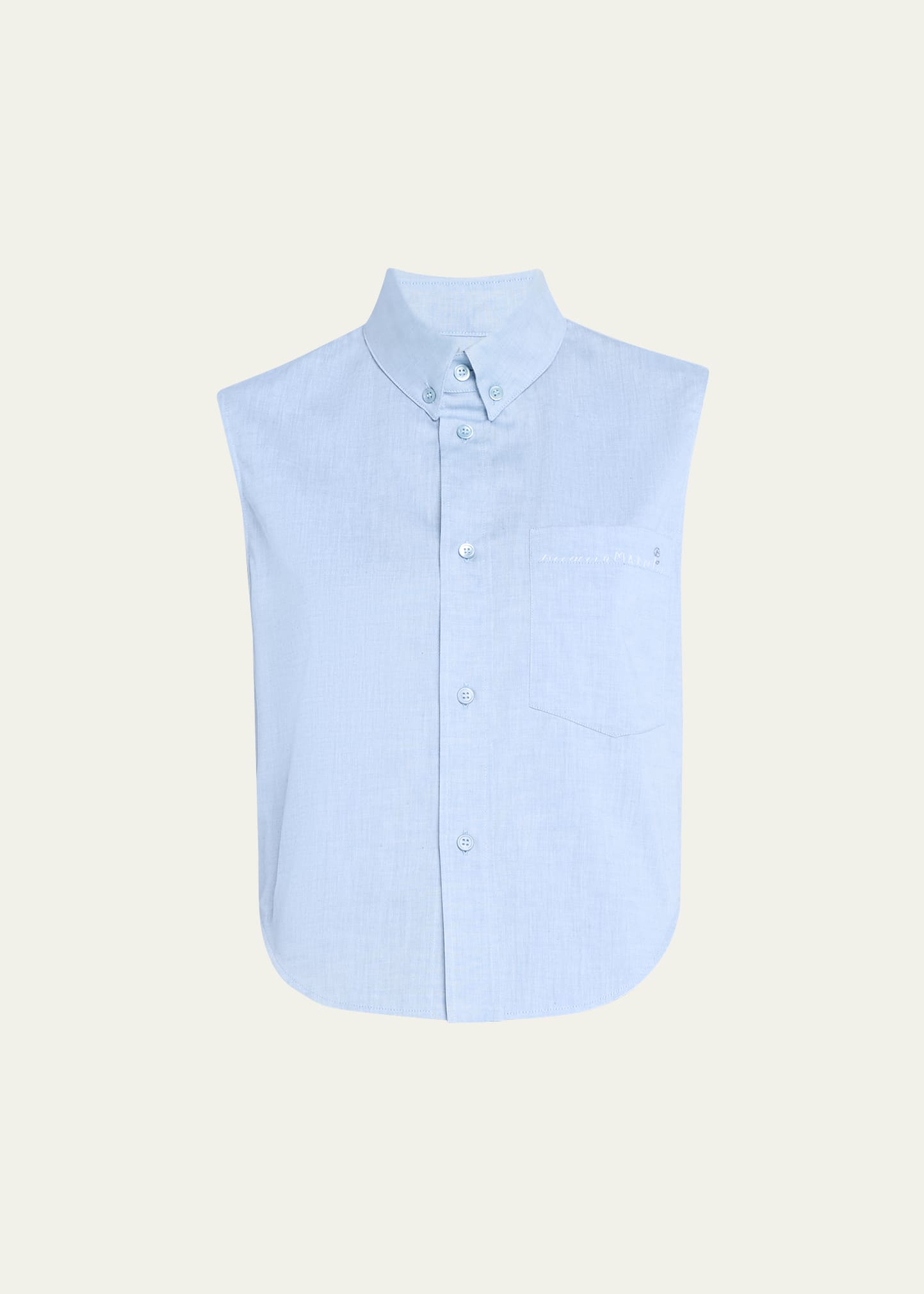 Shop Marni Sleeveless Cotton Poplin Button-front Shirt In Light/blue