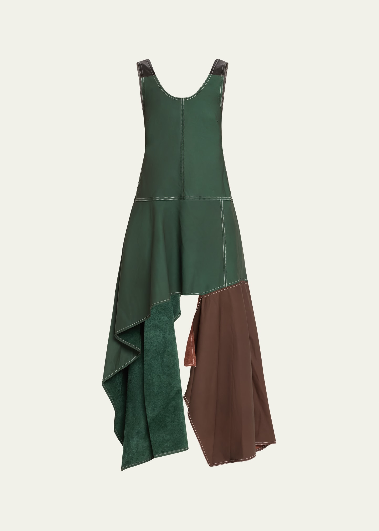 Artemisia Bicolor Asymmetric Midi Leather Dress