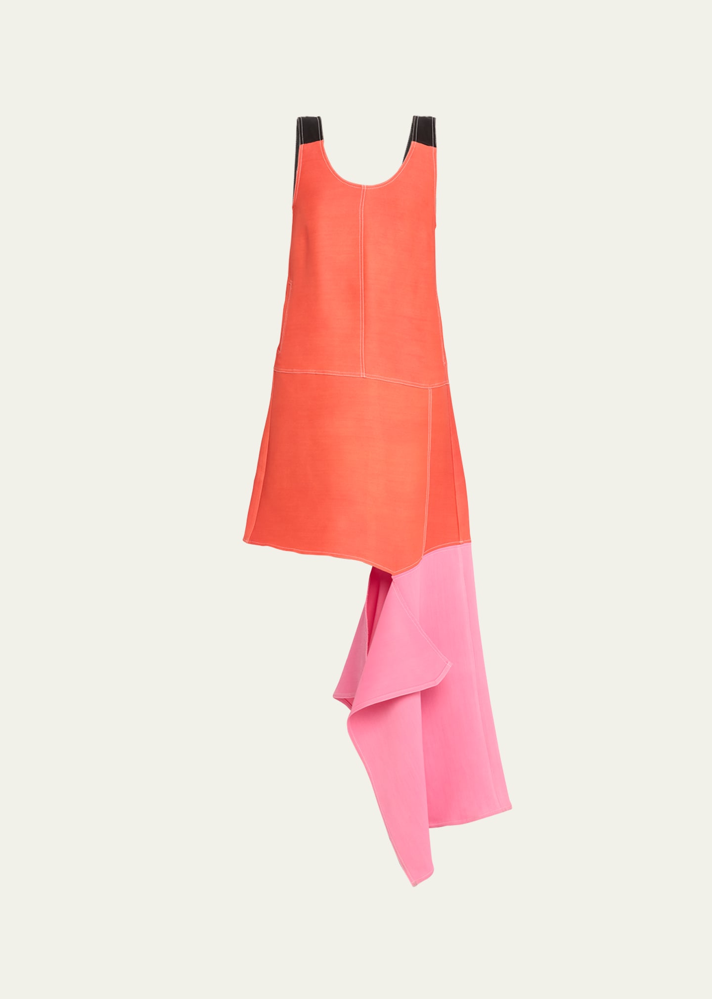 Zomer Ansel Asymmetric Colorblock Maxi Dress In Red Pink