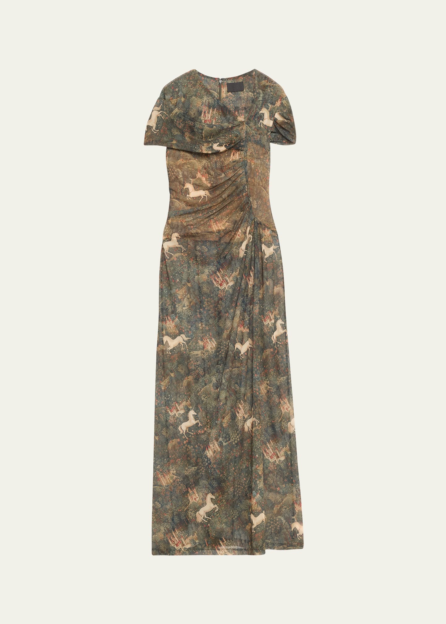 Georgia Ruched Printed Maxi Gown
