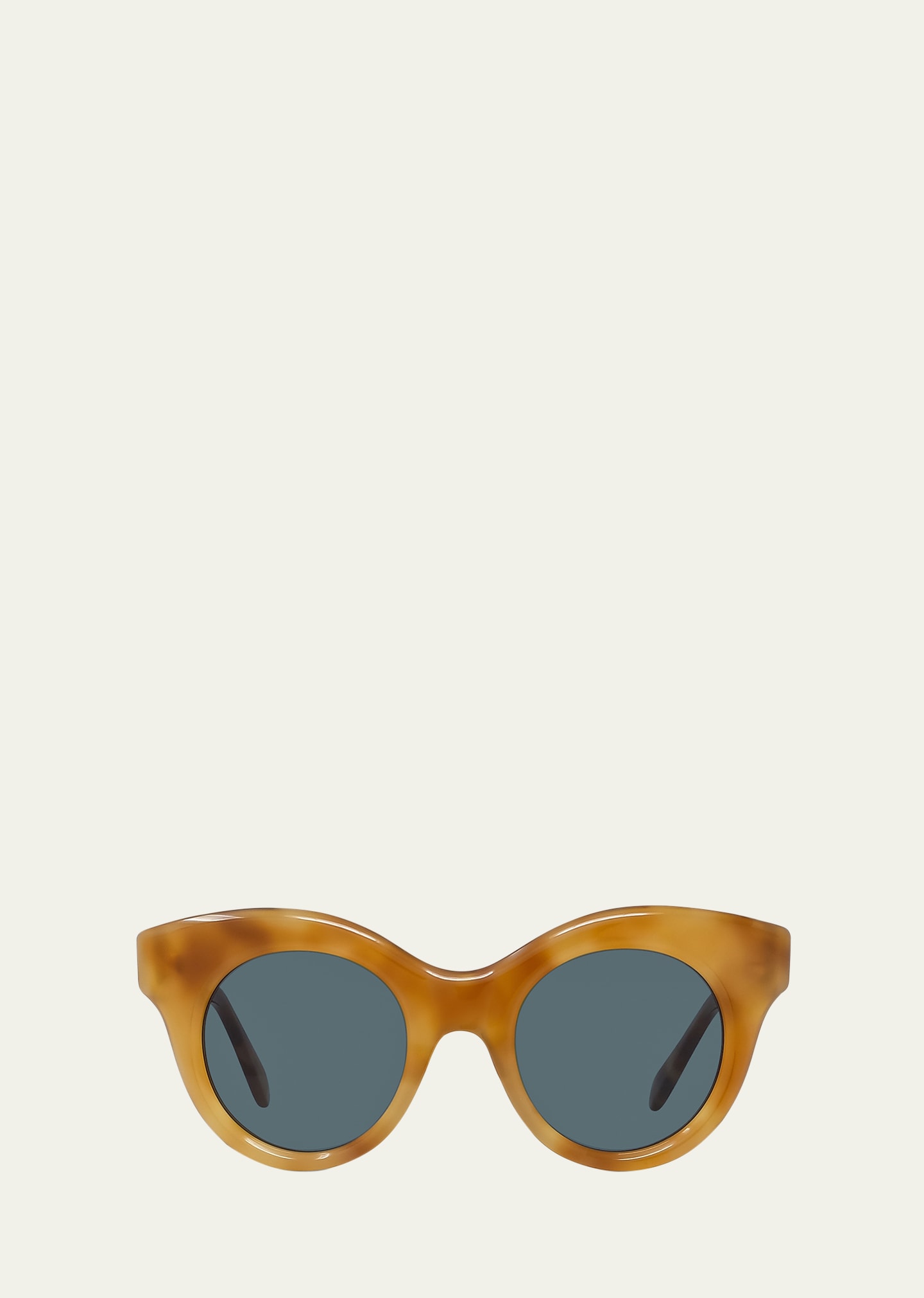 Loewe Curvy Round Acetate Sunglasses In Blndhav/blu
