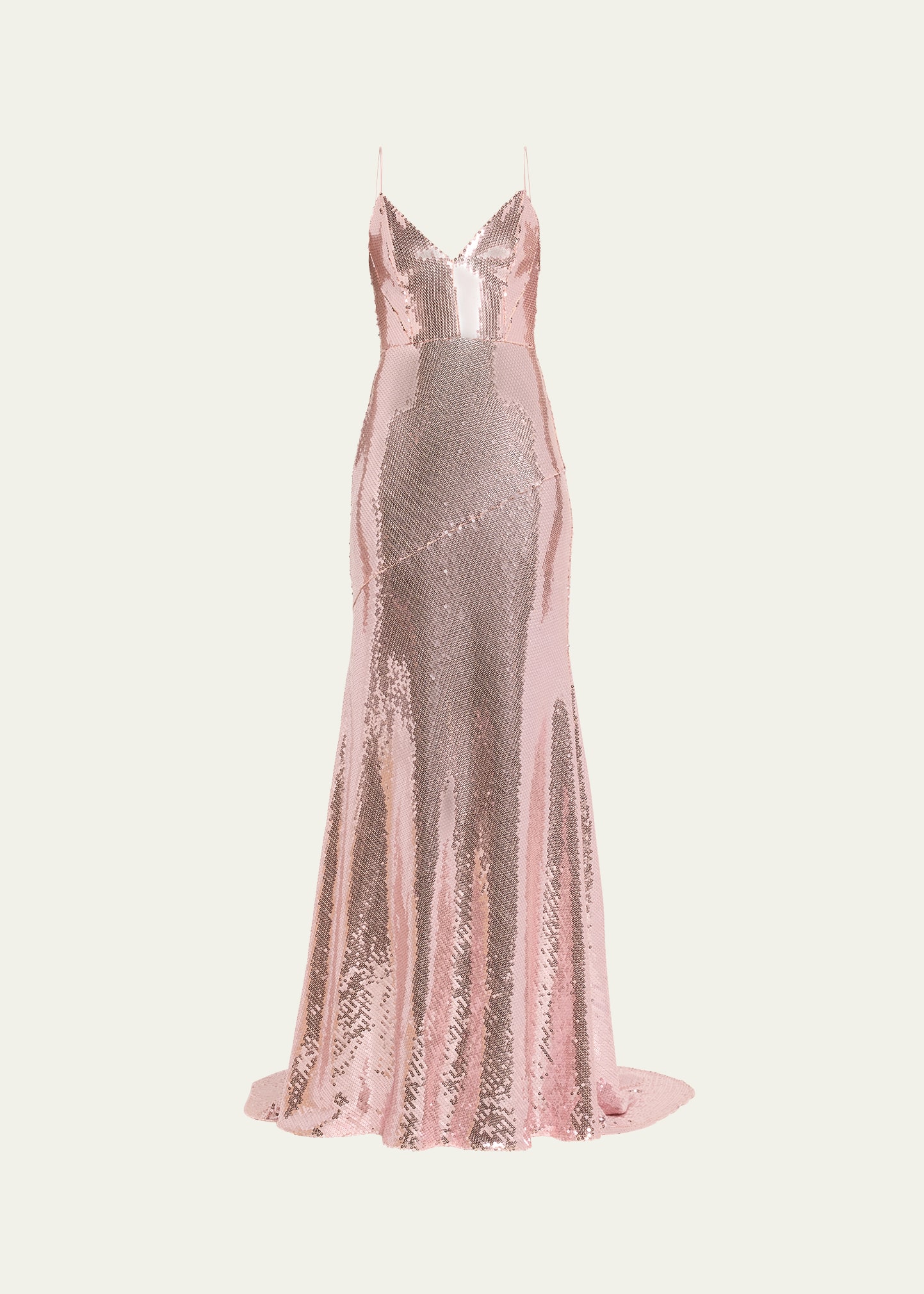 Alex Perry Paneled Sequined Gown In Ice Pink