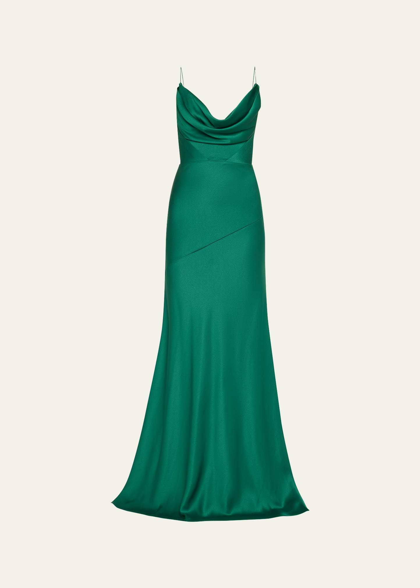 Satin Crepe Cowl Draped Gown