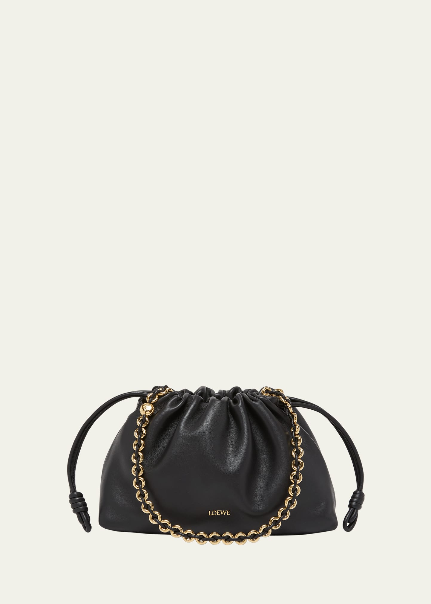 Shop Loewe Flamenco Bag In Napa Leather With Detachable Chain In Black