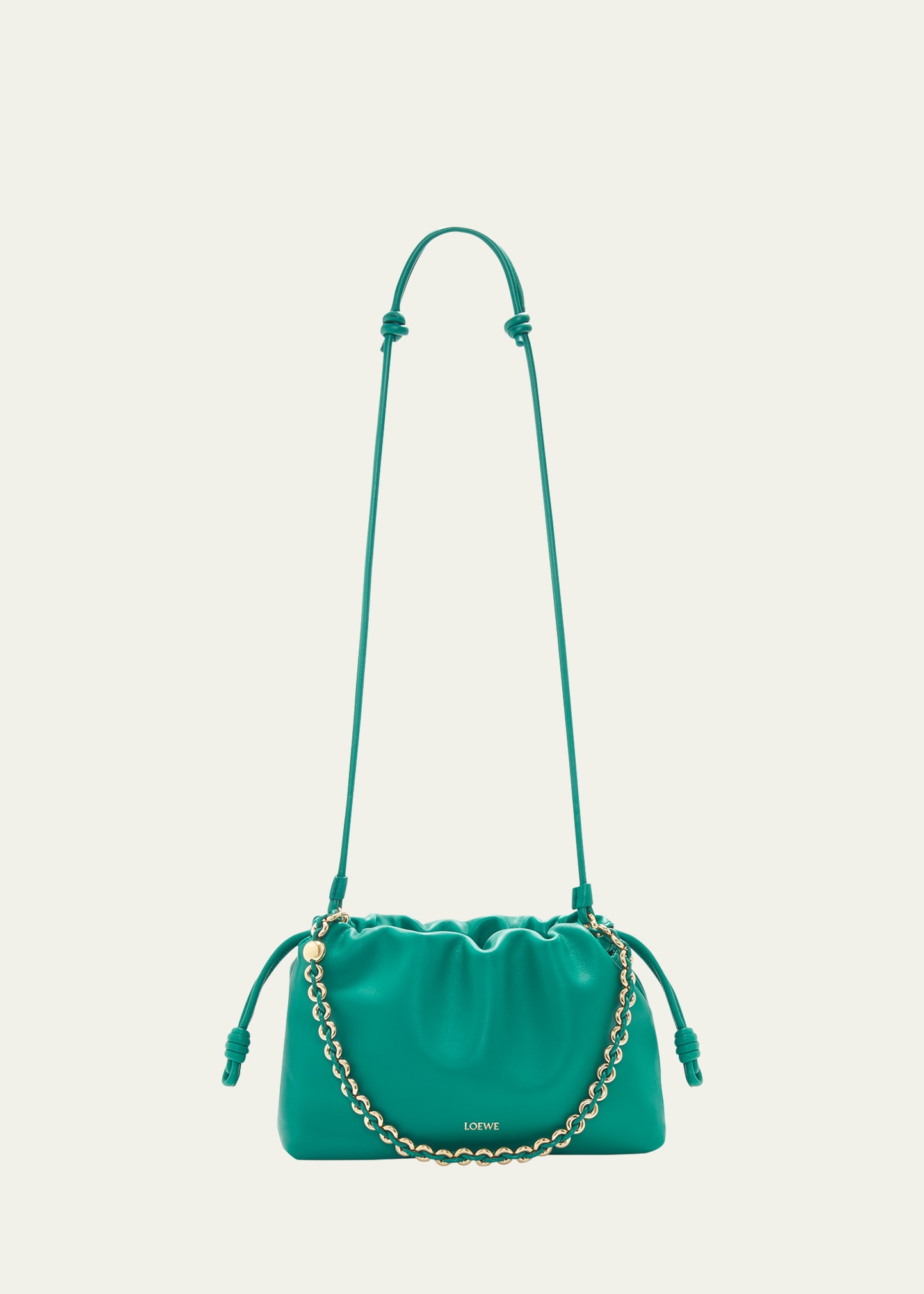 Shop Loewe Flamenco Bag In Napa Leather With Detachable Chain In Emerald Green