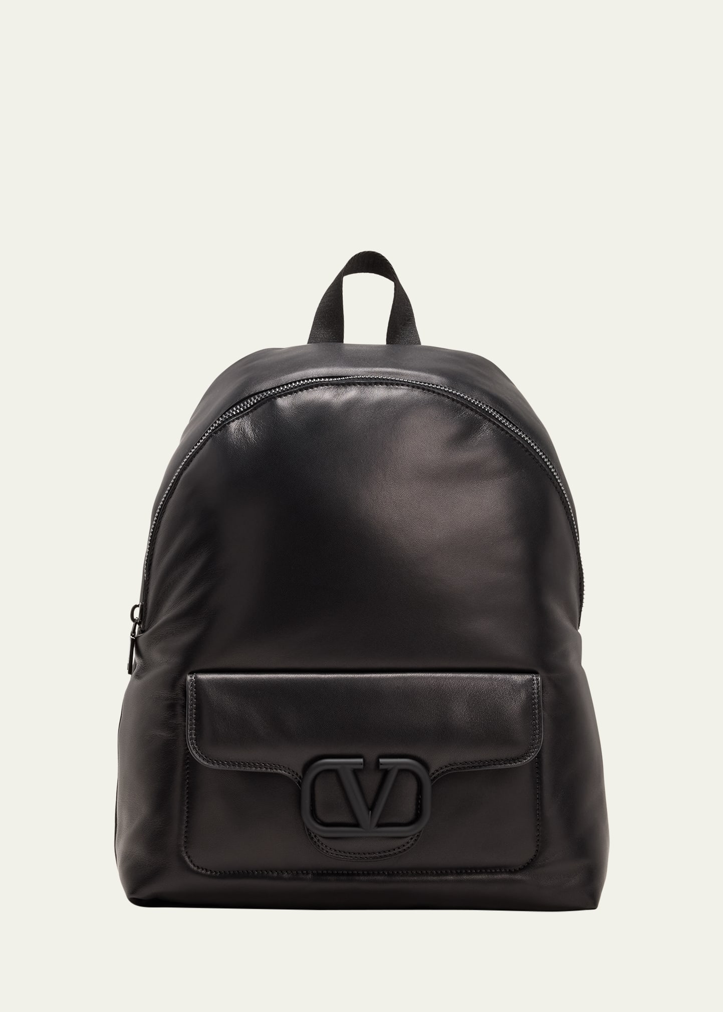 Valentino Garavani Men's Noir Leather Backpack In Nero