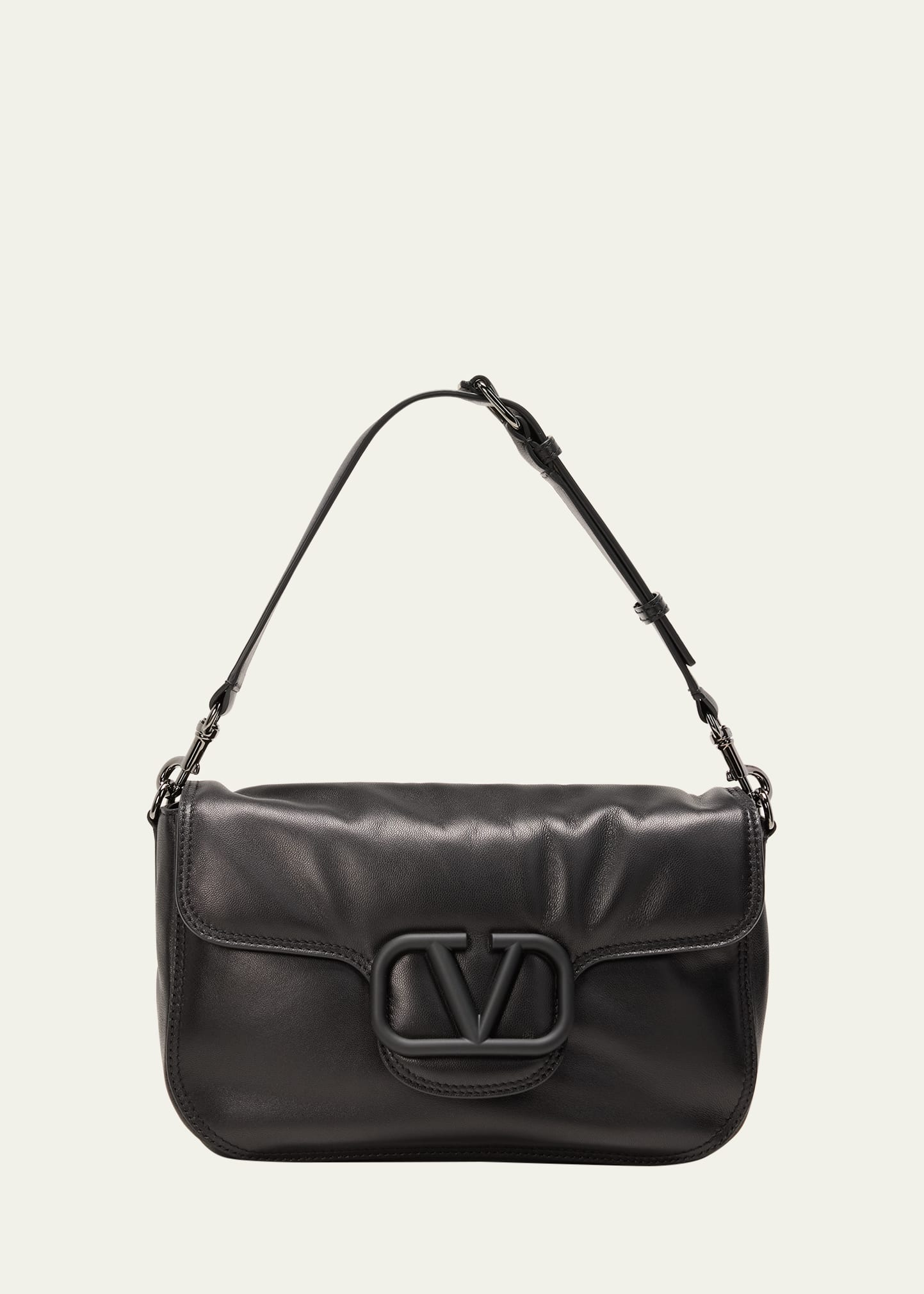 Shop Valentino Men's All Time Noir Leather Shoulder Bag In Nero