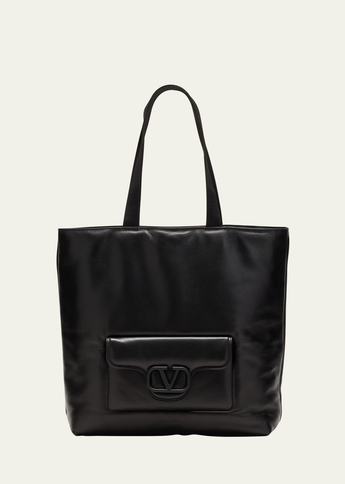Valentino Garavani Men's Noir Leather Tote Bag In Nero