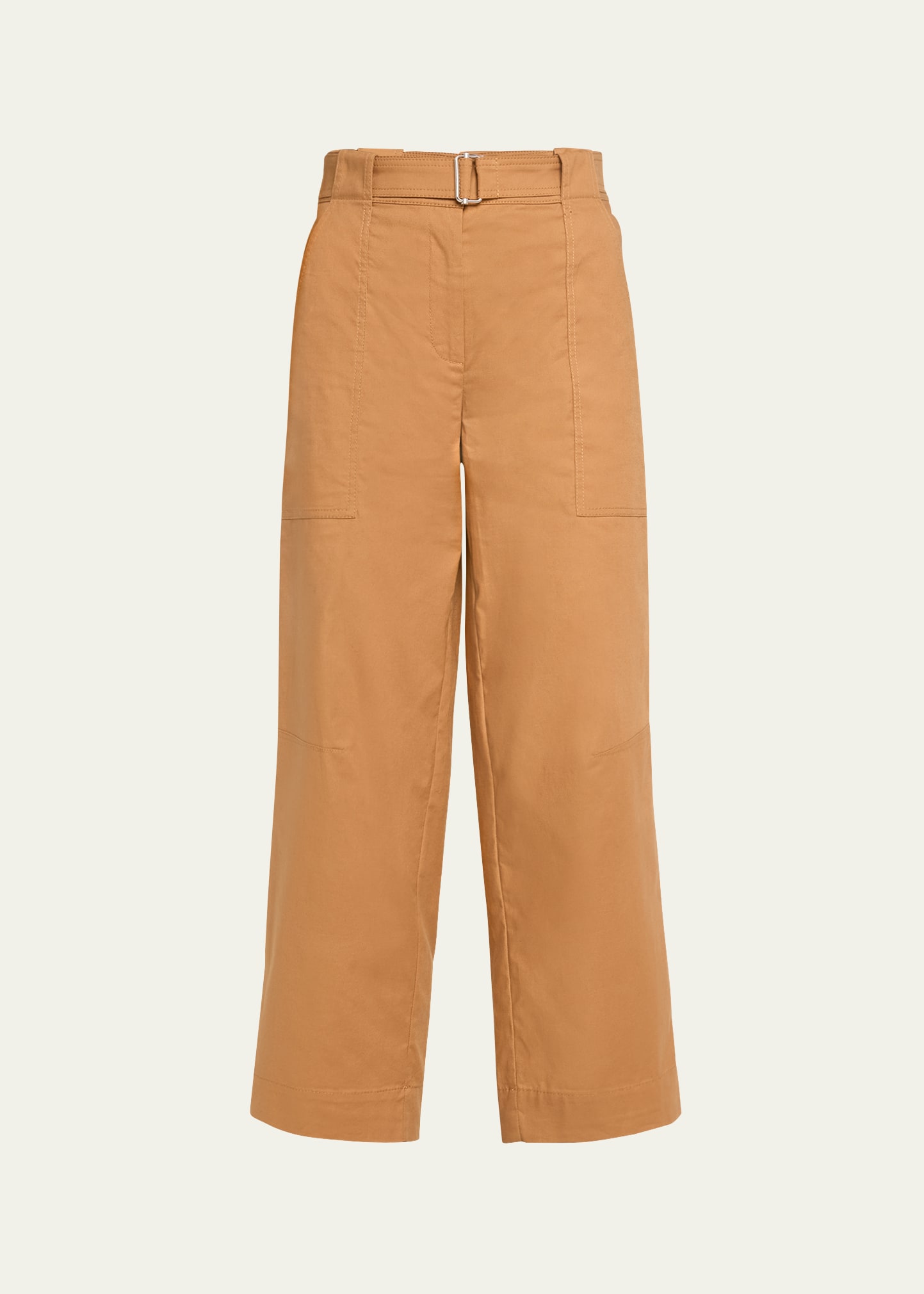 Shop Simkhai Jenny Belted Relaxed Straight Crop Pants In Hickory