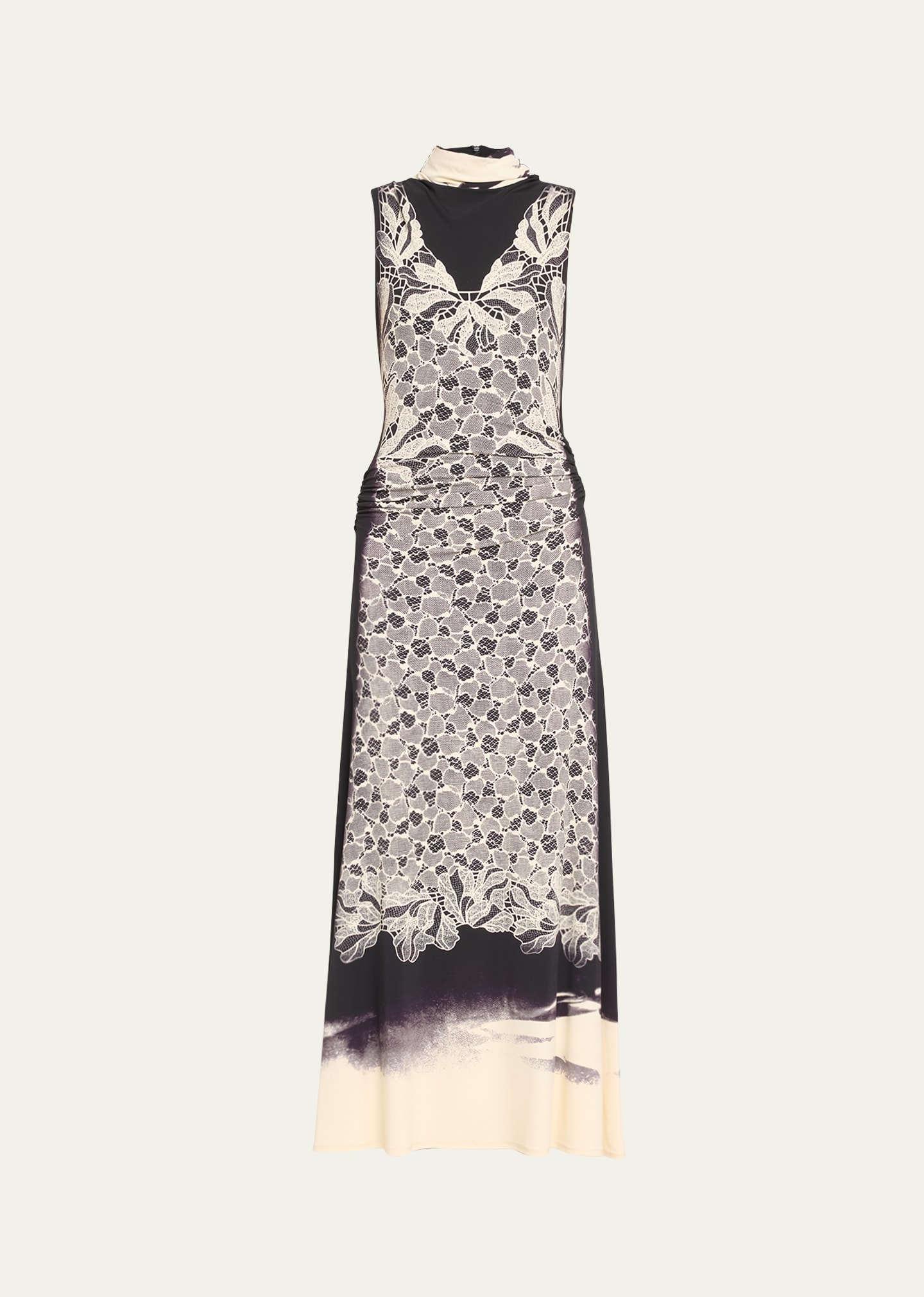 Simkhai Simkhal Aldina Lace Print Maxi Dress In Black Cyanotype Print