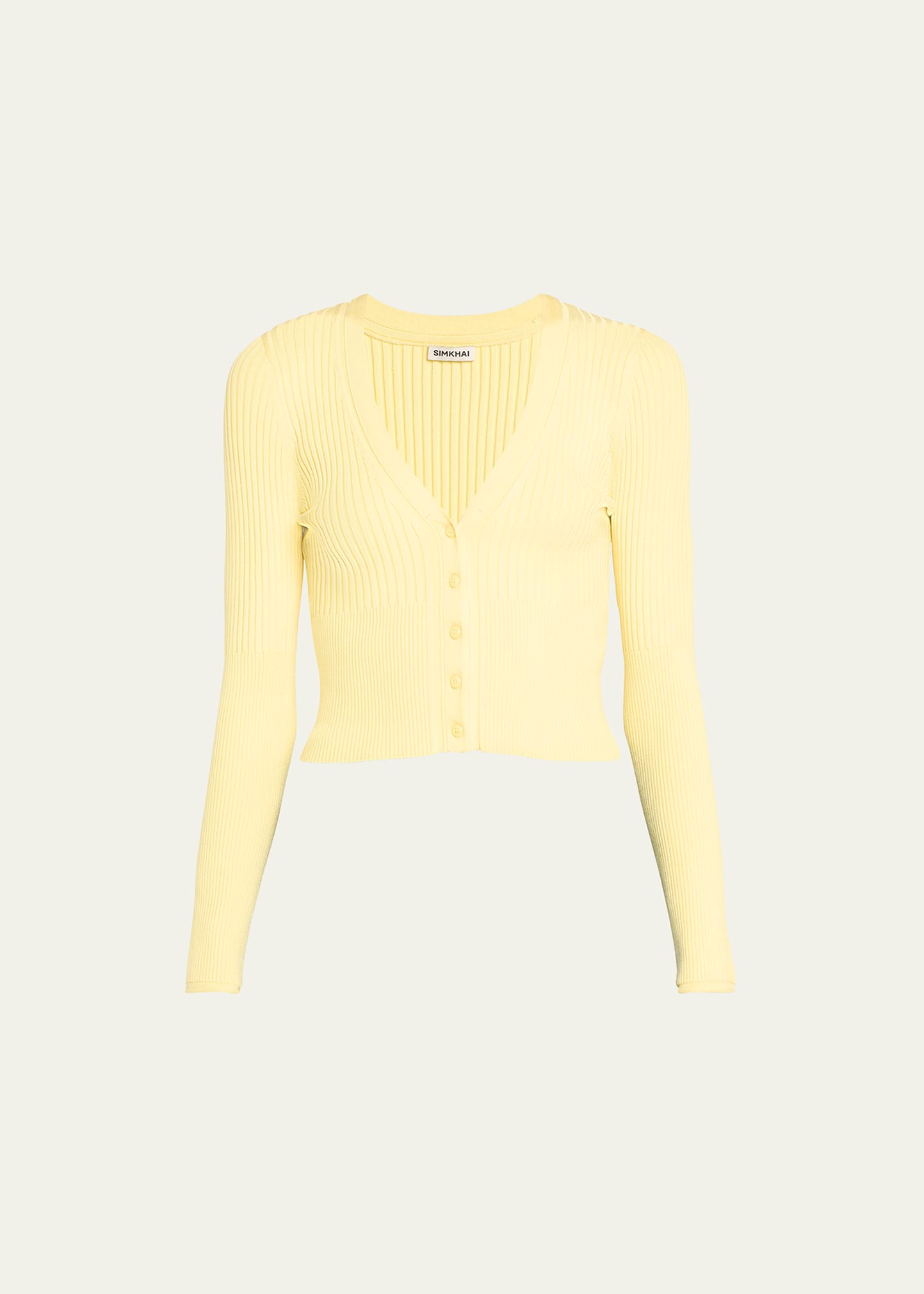 Simkhai Ailany Shrunken V-neck Cardigan In Sulfur