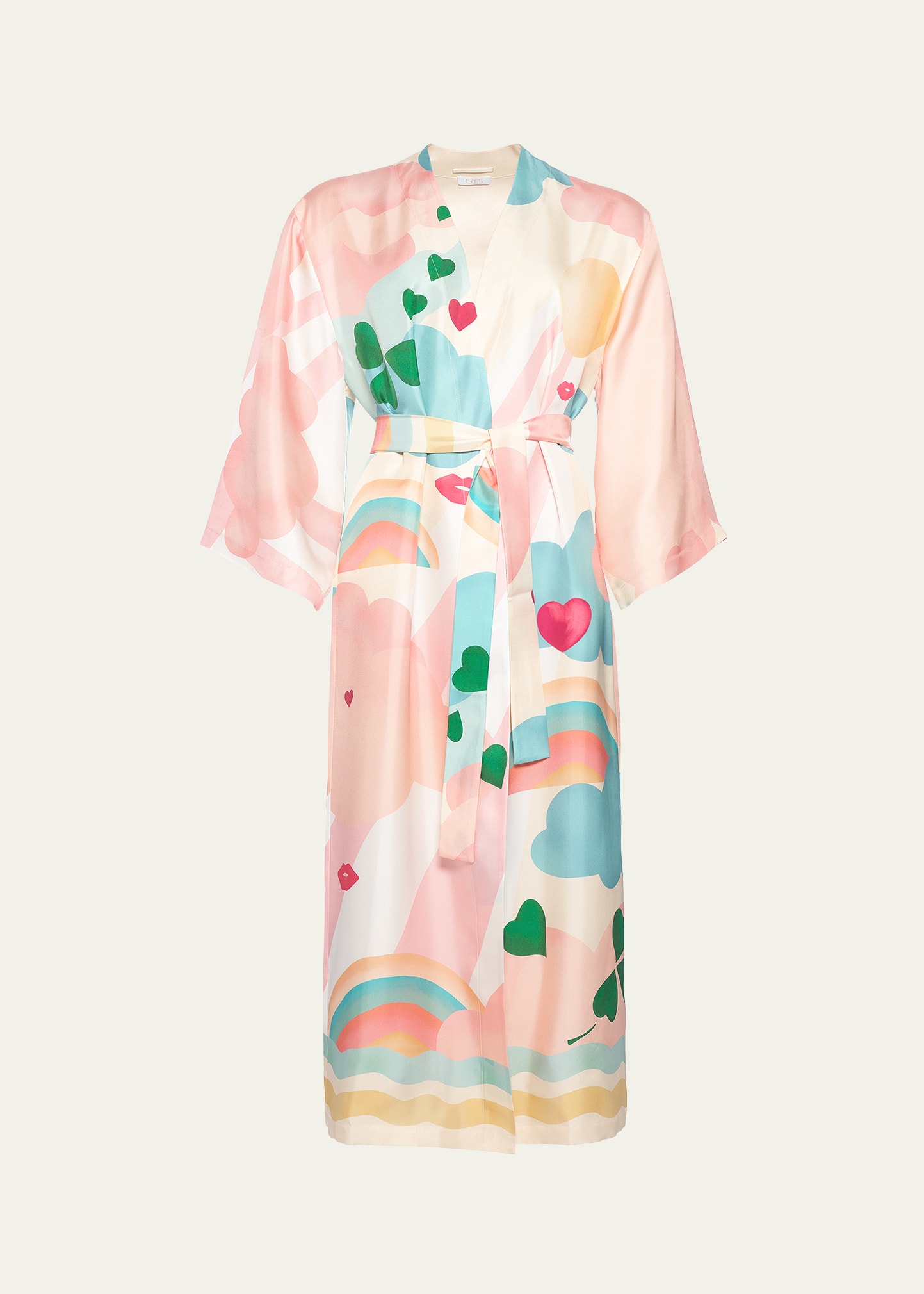 Eres Royaume Silk Dressing Gown In Imprime Paradis