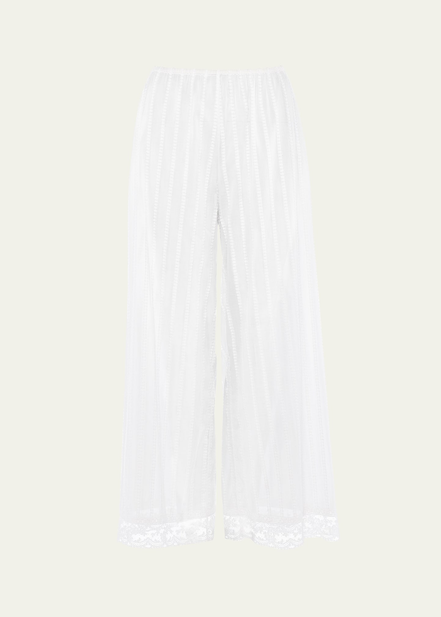 Eres Lace-trim Cotton Trousers In Blanc