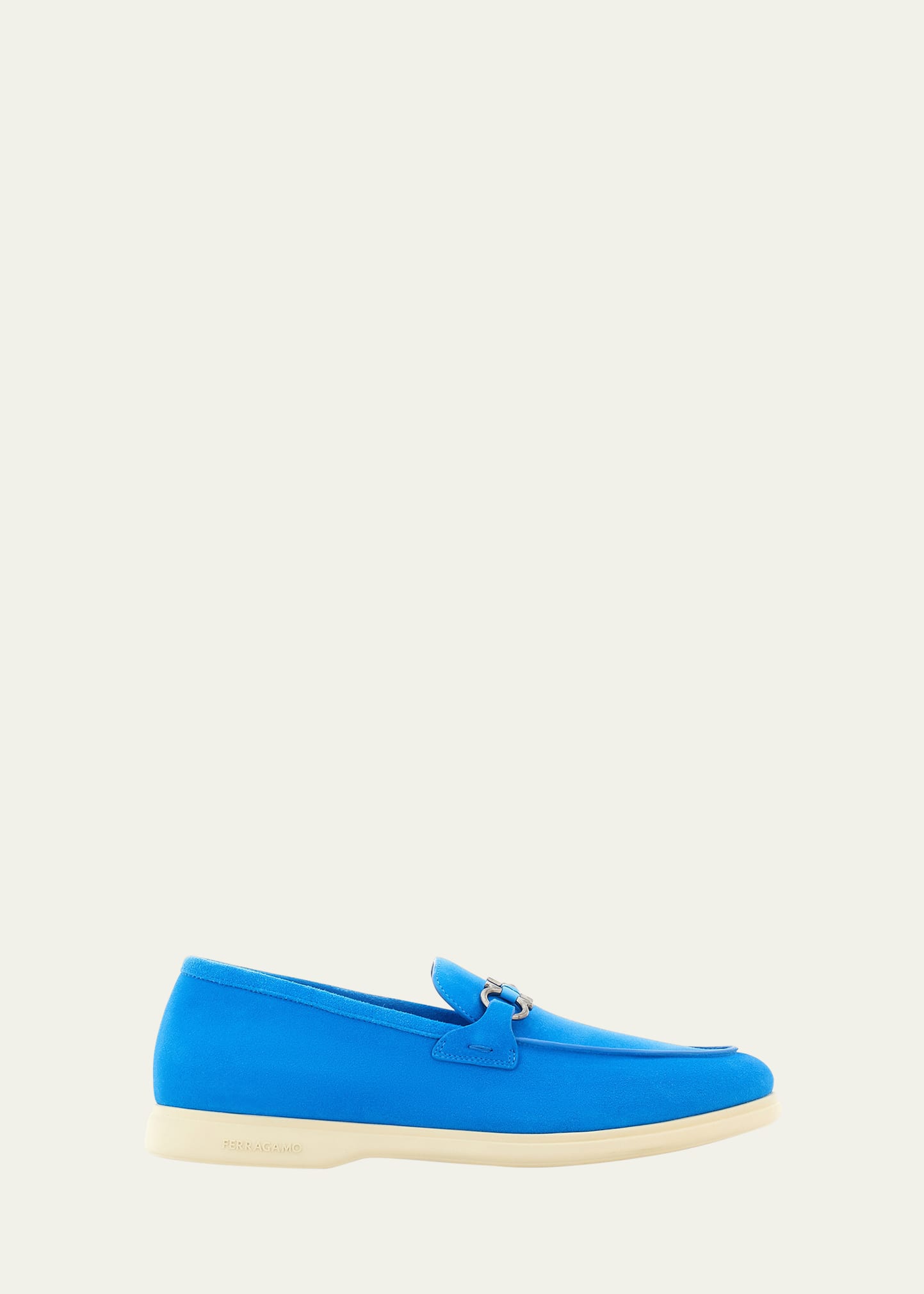 Ferragamo Men's Cosimo Leather Gancini-bit Loafers In Blue