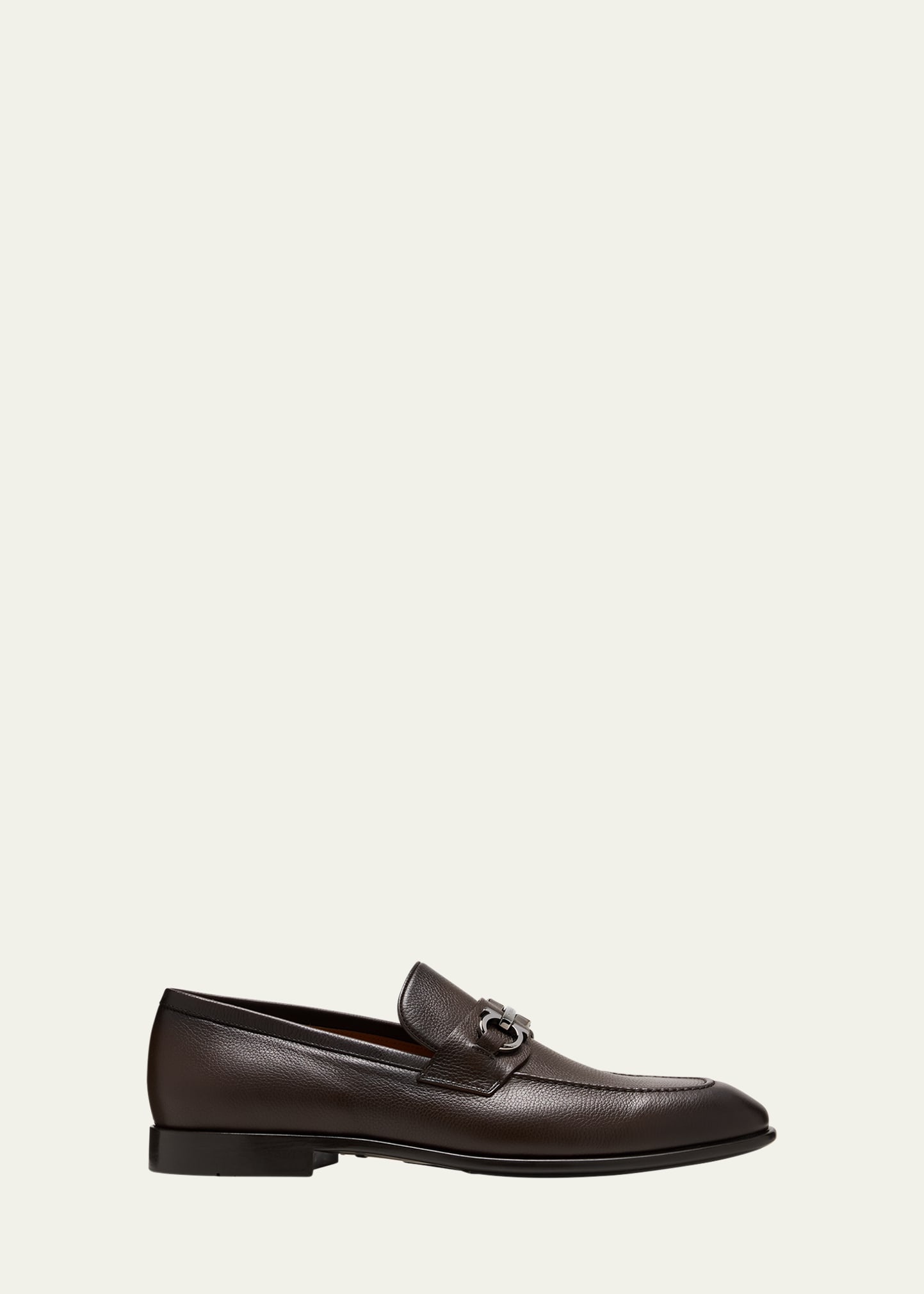 Ferragamo Foster Brown Loafers With Gancini Detail In Leather Man In Brown