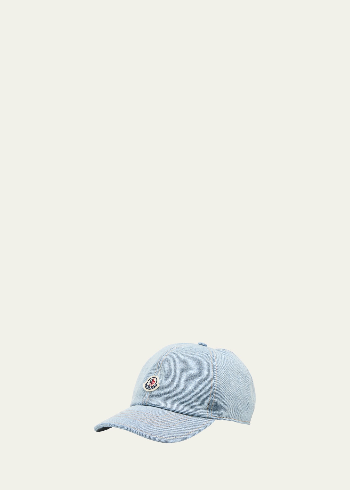 Shop Moncler Denim Logo Baseball Cap In Medium Blue