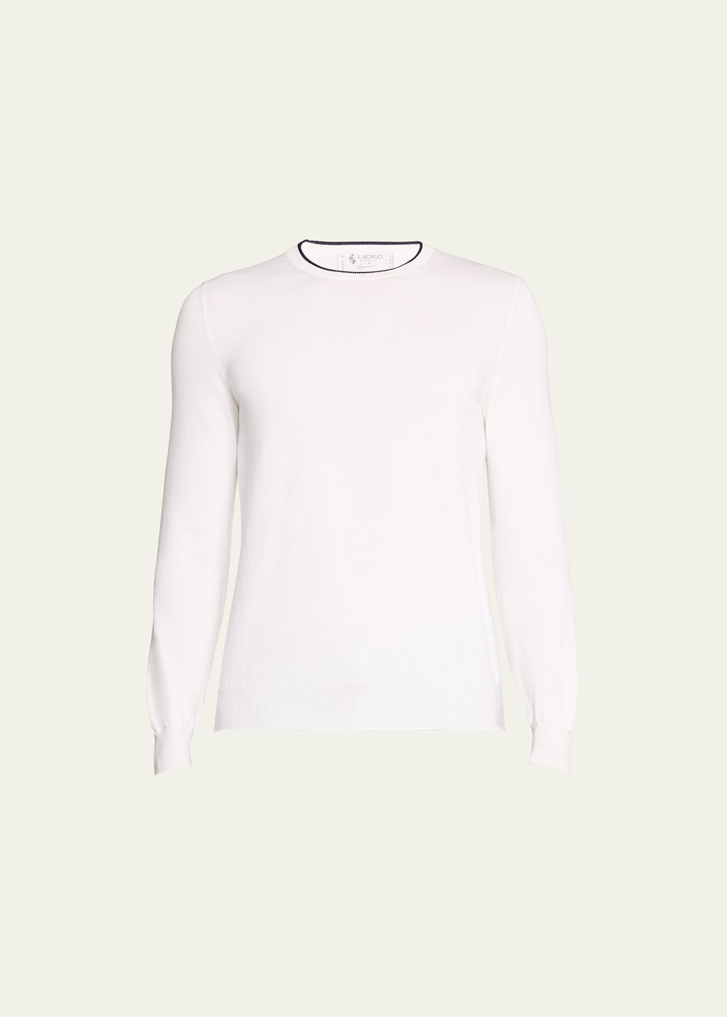 Il Borgo Men's Giza Cotton Crewneck Sweater In White Z0001z0196