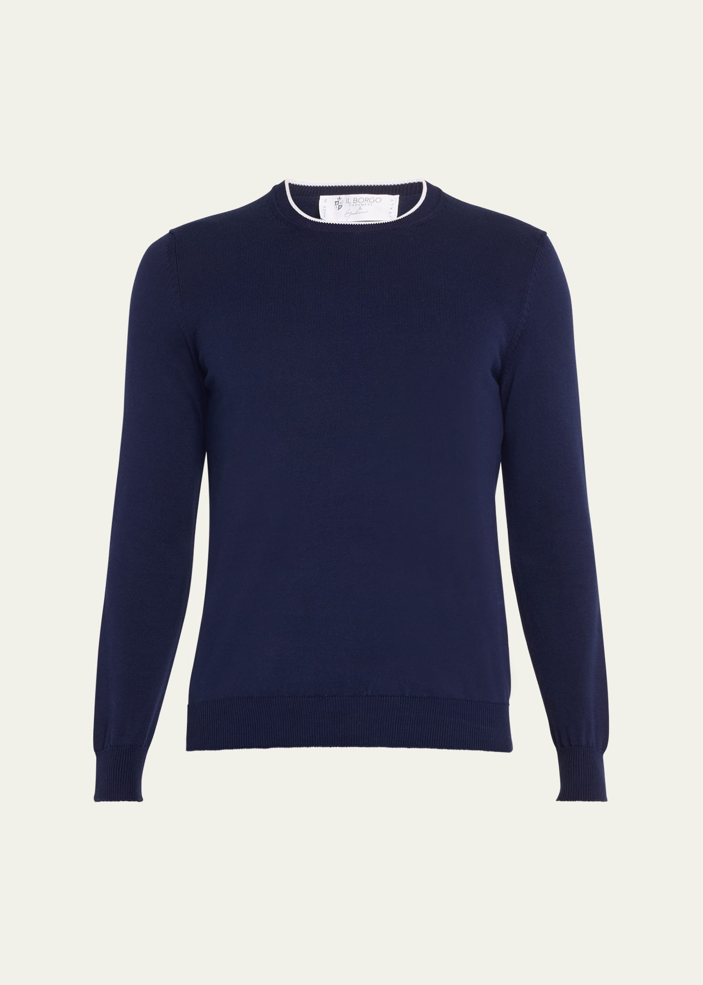 Il Borgo Men's Giza Cotton Crewneck Sweater In Navy Z0196z0001