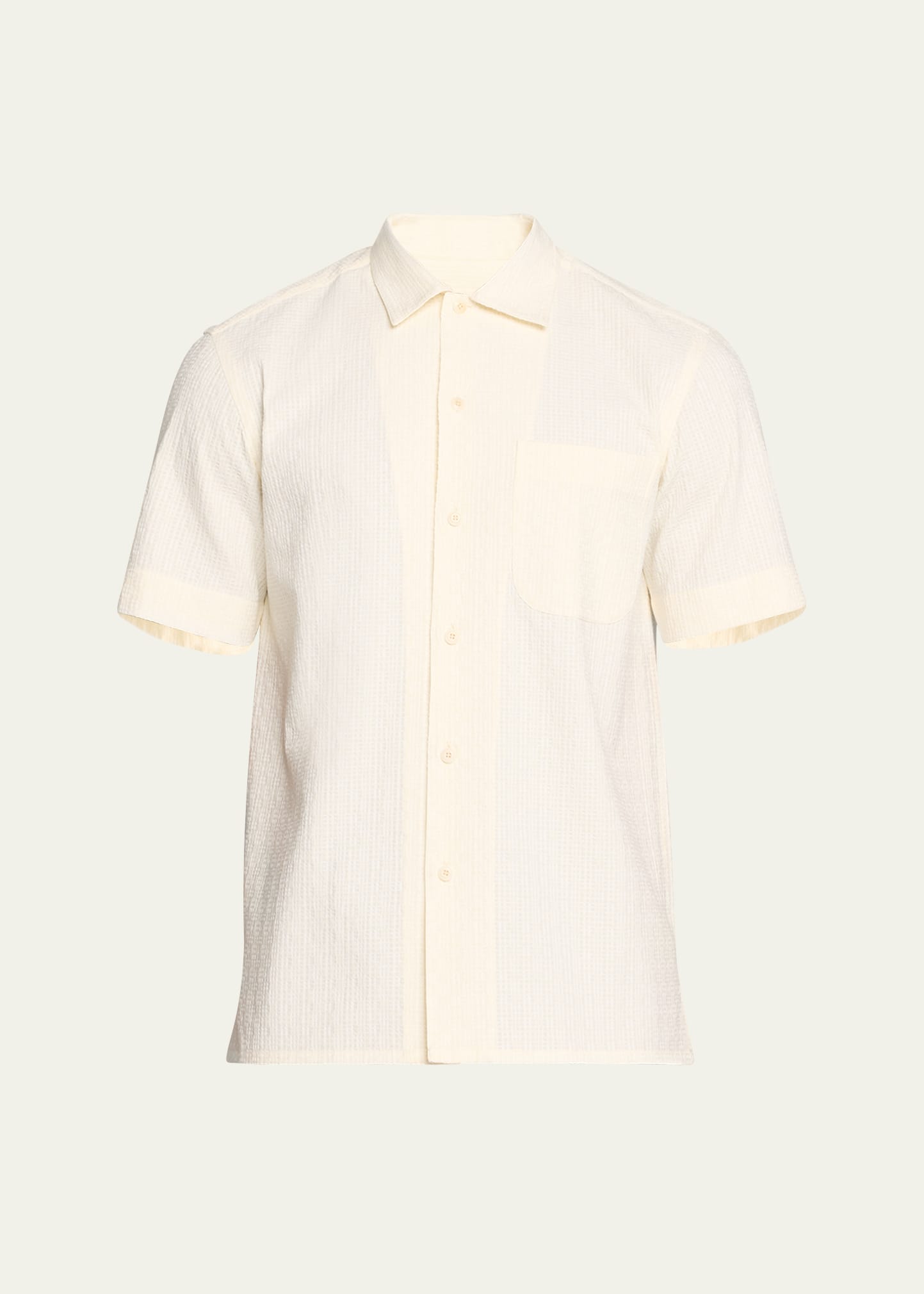 Shop Salvatore Piccolo Men's Textured Cotton Short-sleeve Shirt In Whte