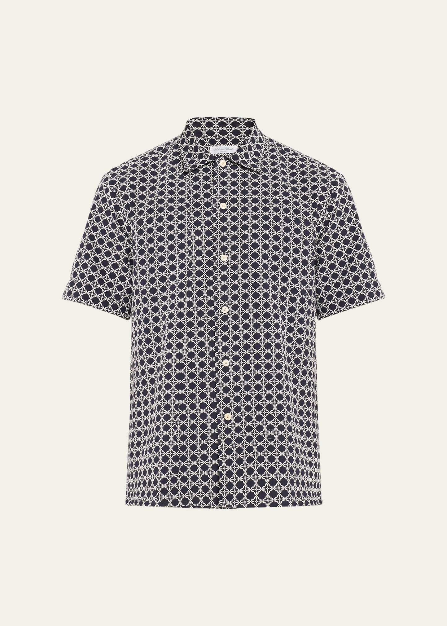Men's Cotton Embroidered Short-Sleeve Shirt