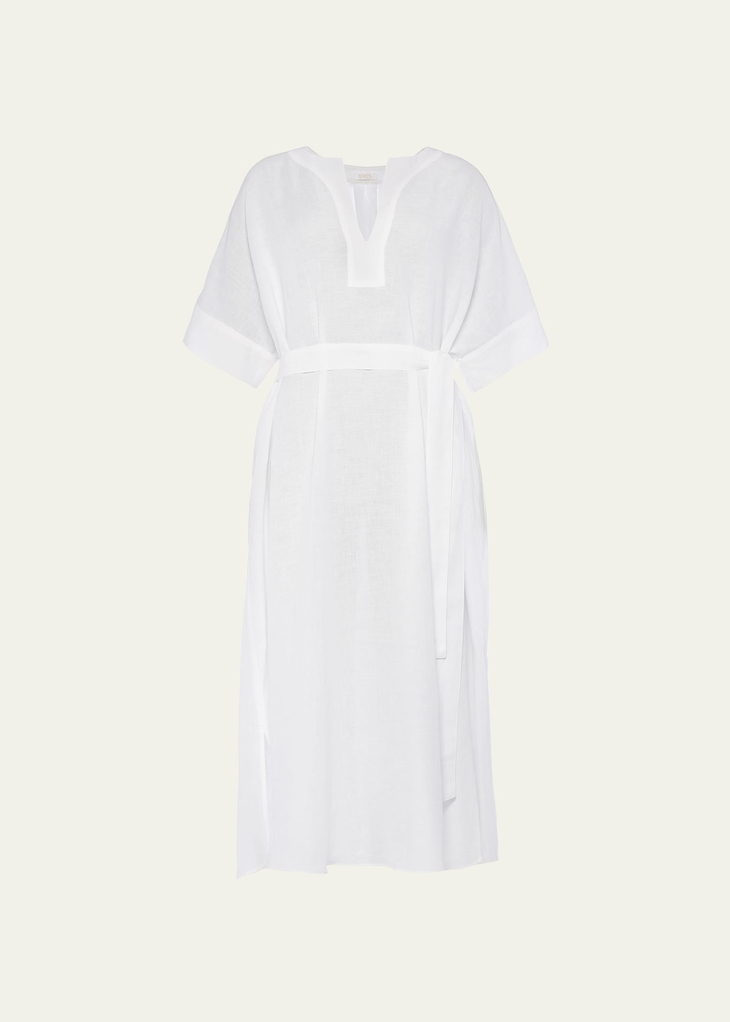 Shop Eres Bibi Belted Kaftan Maxi Dress In Blanc