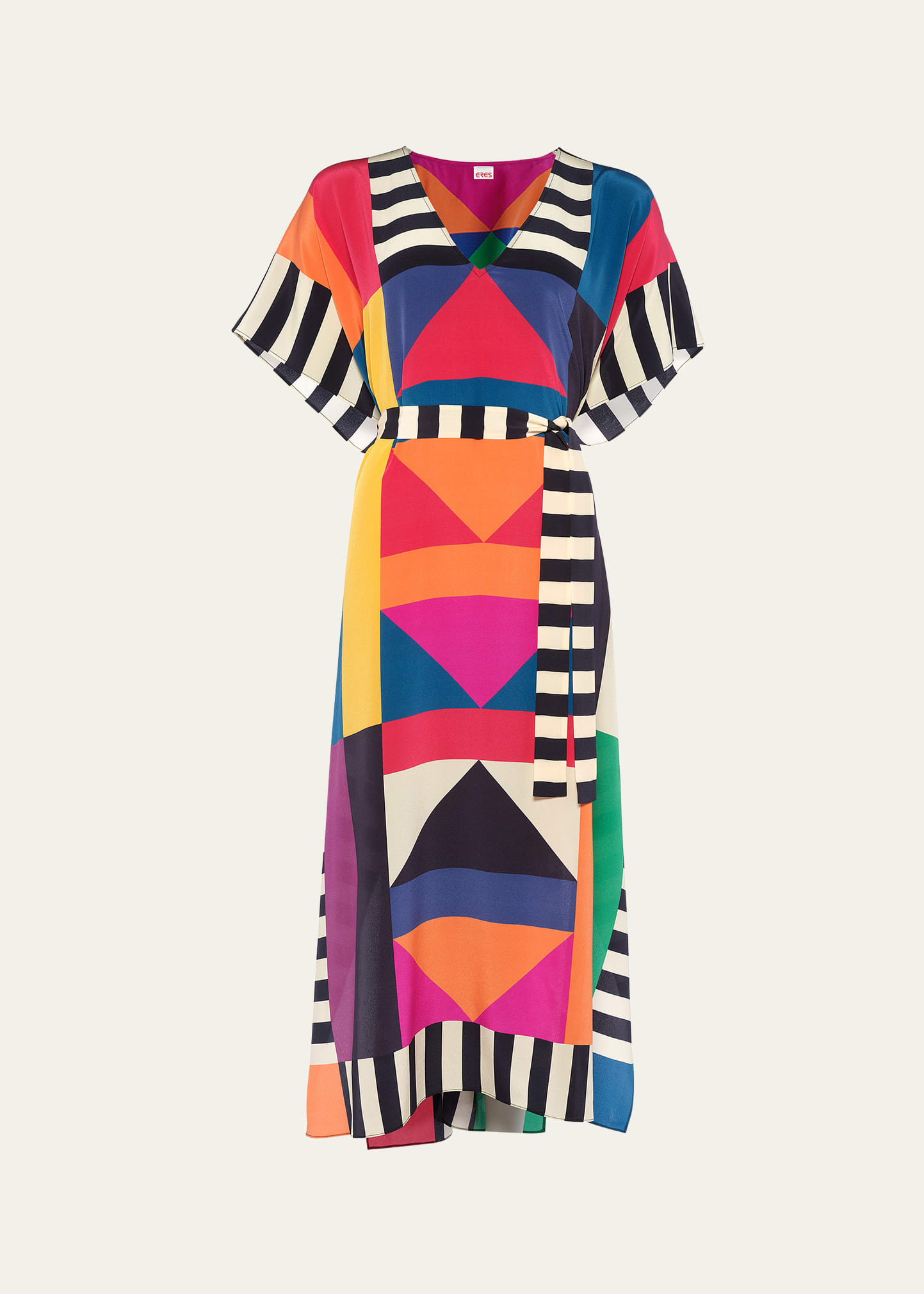 Shop Eres Facette Multi-print Short-sleeve Maxi Dress In Imprime Kaleido S