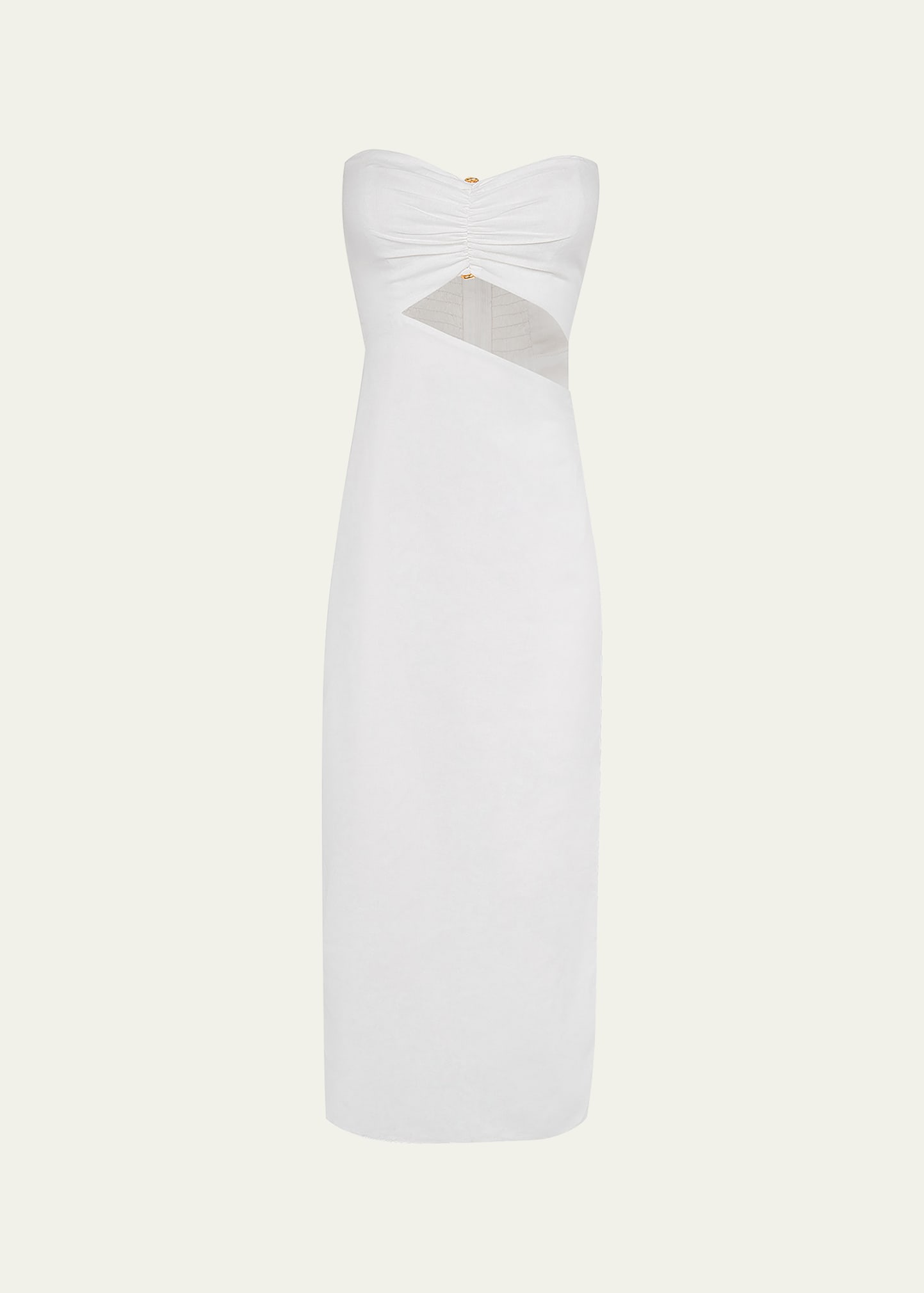 Vix Solid Sonny Detail Midi Dress In Off White