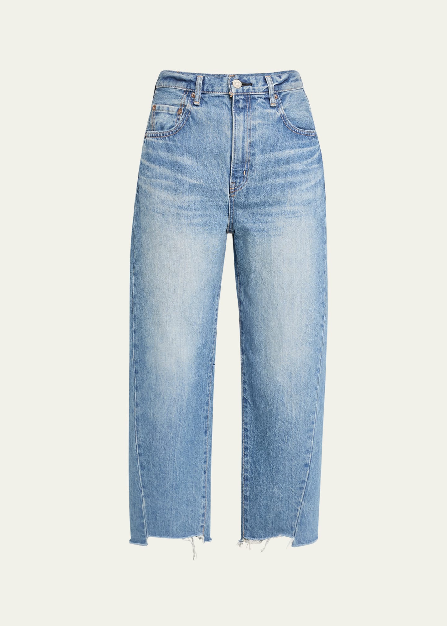 Shop Moussy Vintage Cloverhill Round Cropped Jeans In Ltblu