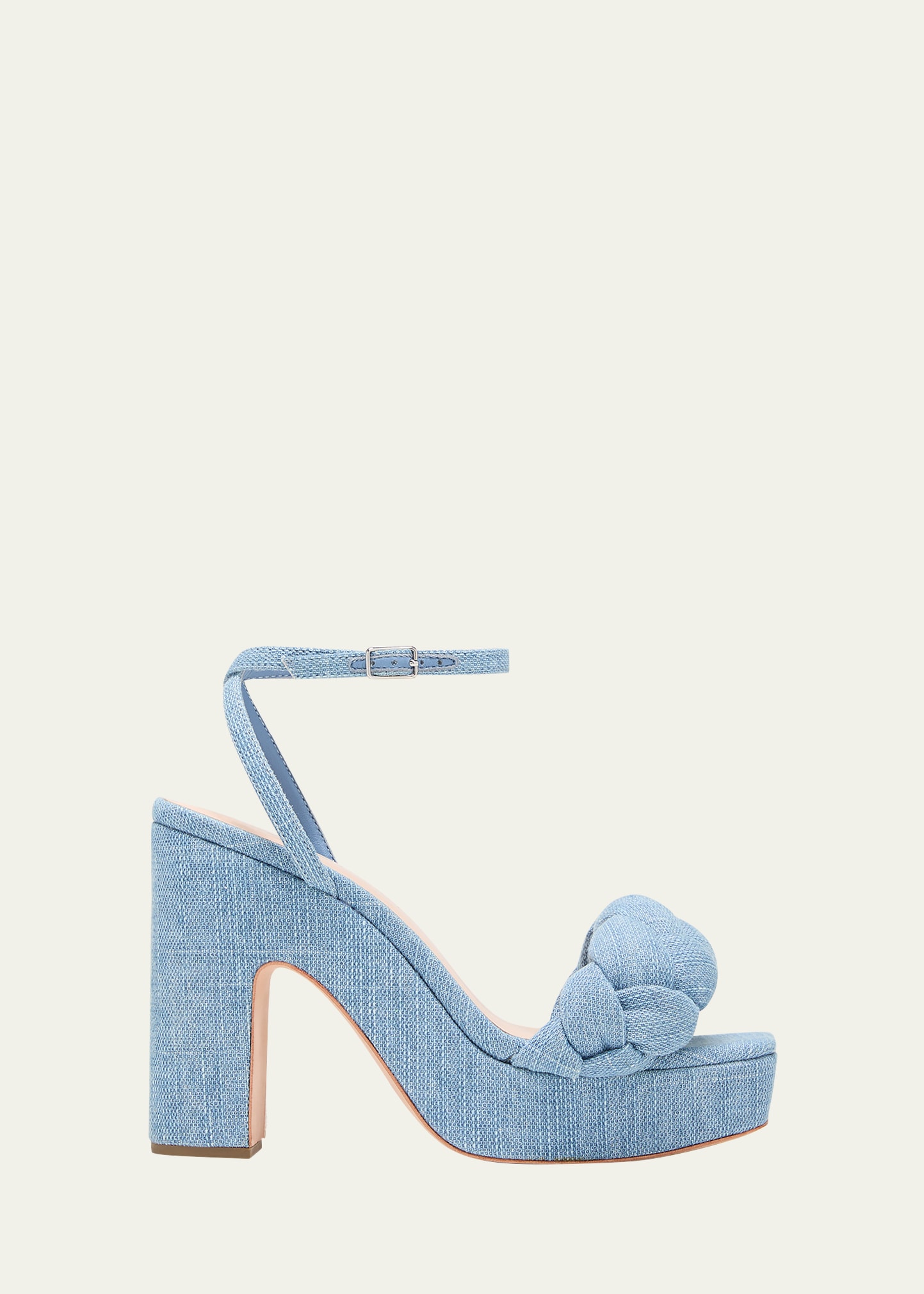 Loeffler Randall Roz Knot Platform Ankle-strap Sandals In Blue
