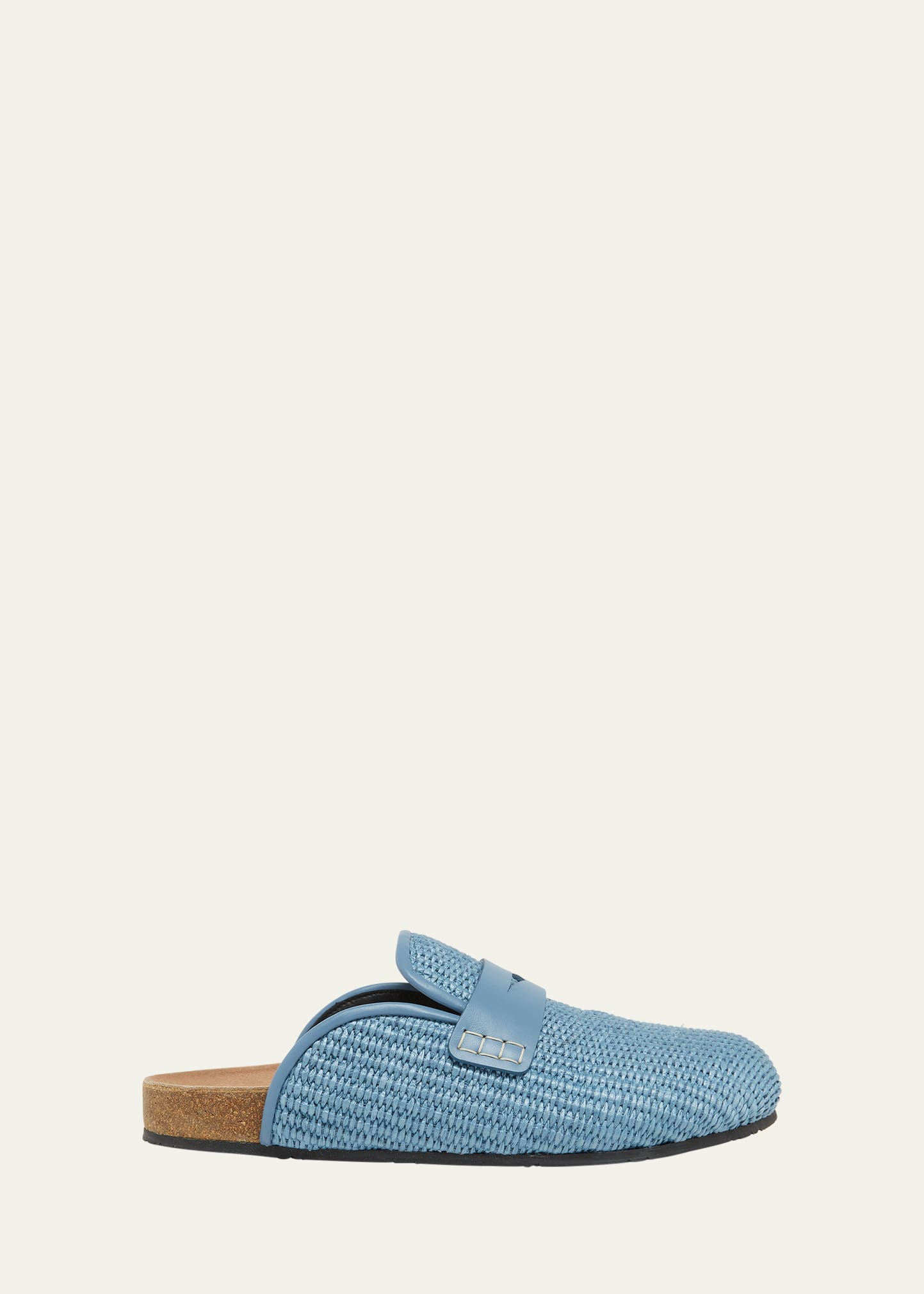 Jw Anderson Raffia Penny Loafer Mules In Blue