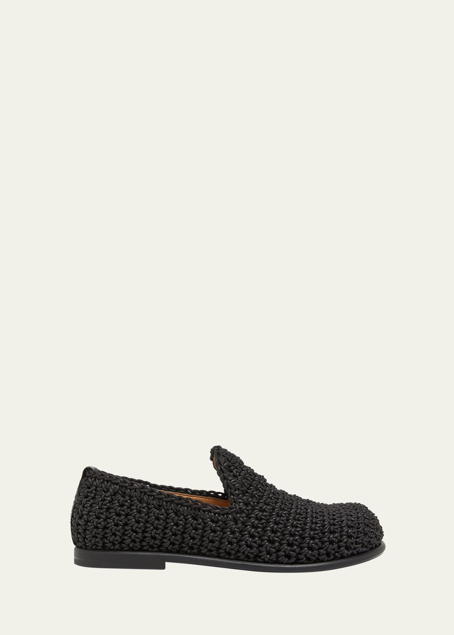 Jw Anderson Crochet Cotton Slip-on Loafers In Black