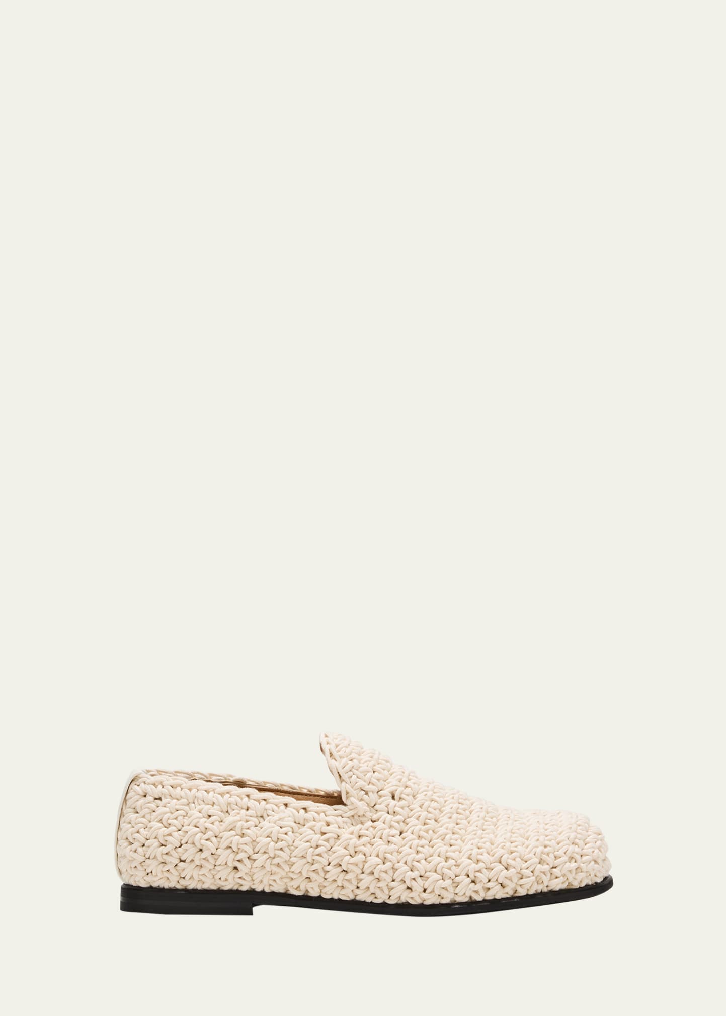 Shop Jw Anderson Crochet Cotton Slip-on Loafers In Natural
